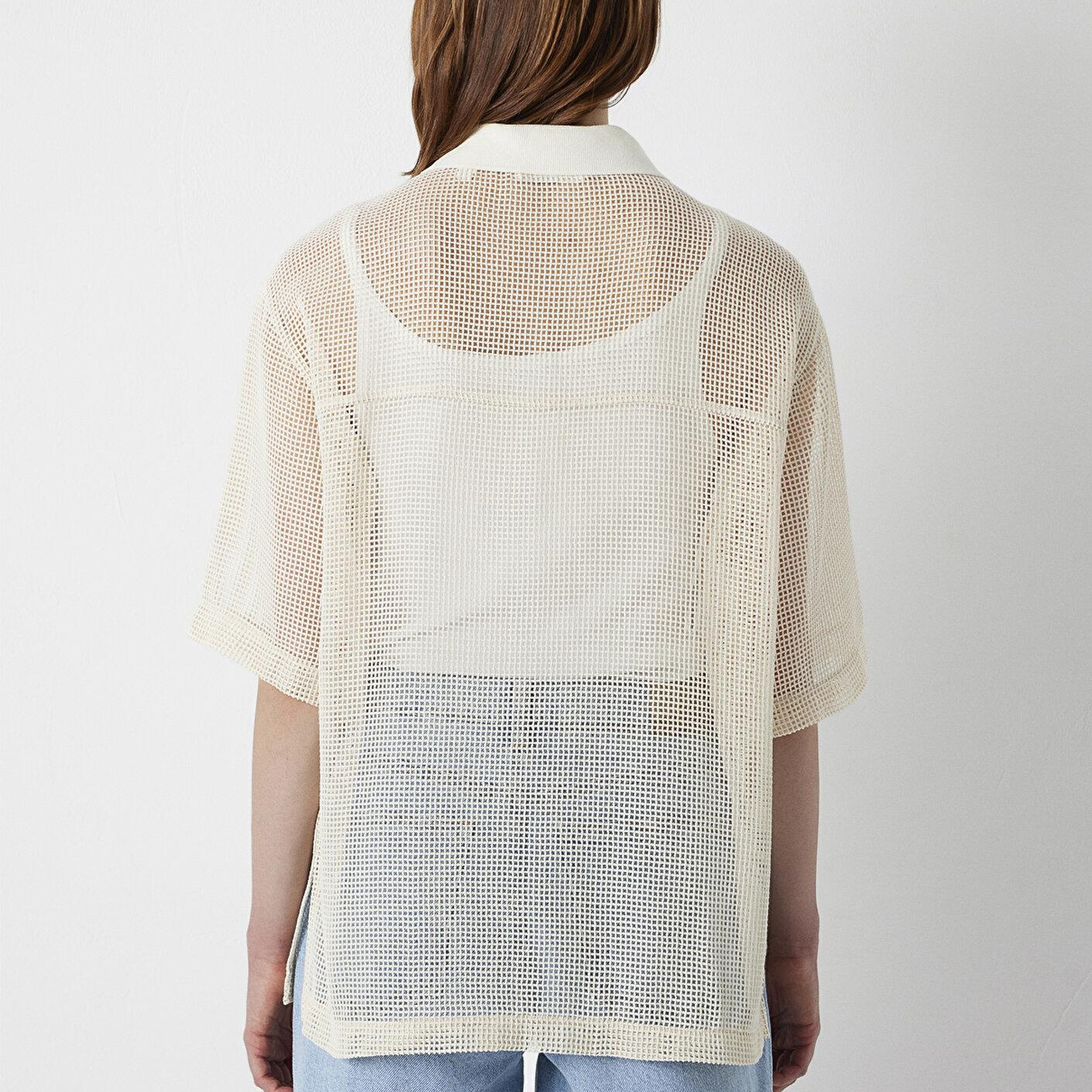 Mavi Bej Tişört Loose Fit / Bol Rahat Kesim 1614246-70072