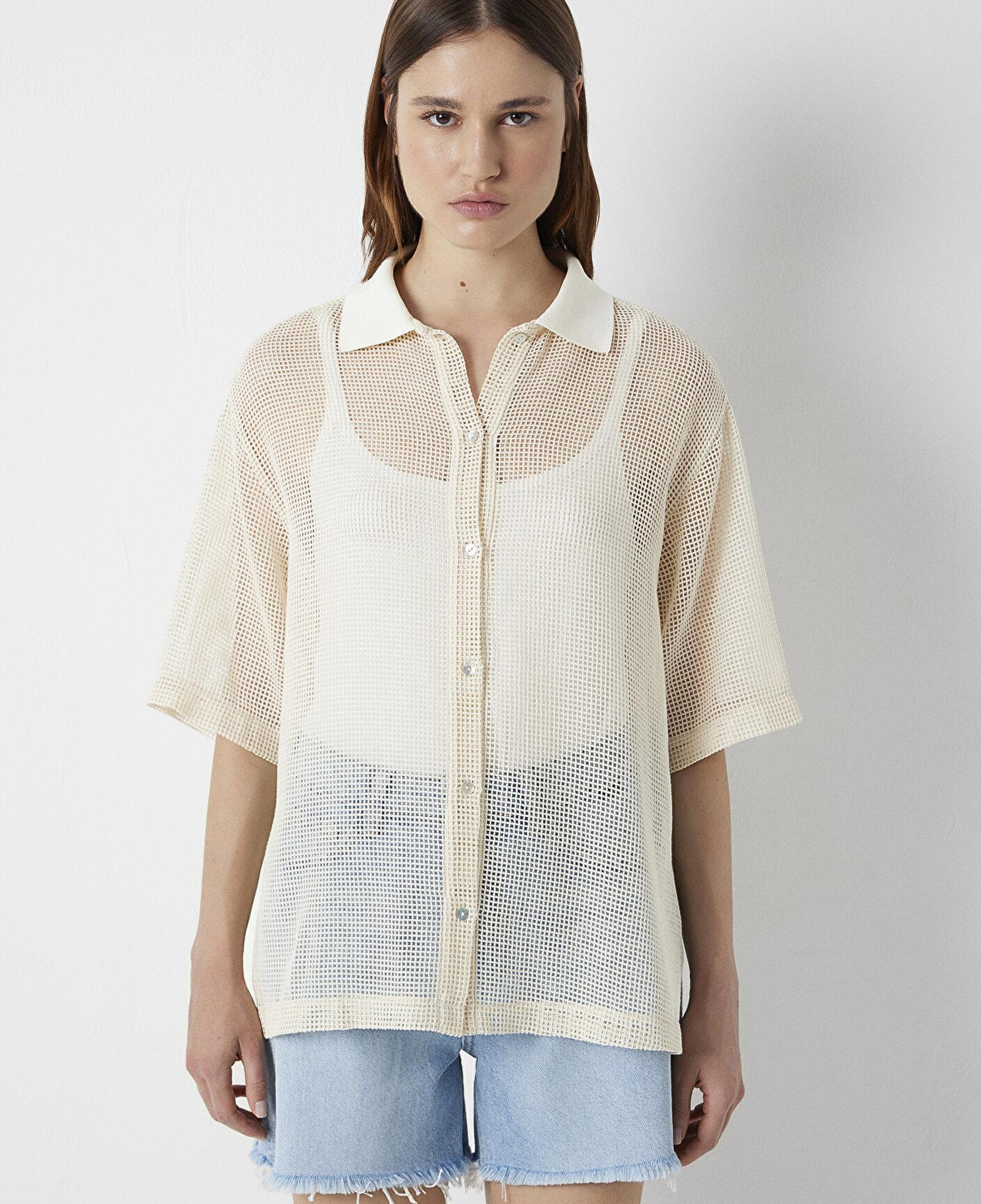 Mavi Bej Tişört Loose Fit / Bol Rahat Kesim 1614246-70072