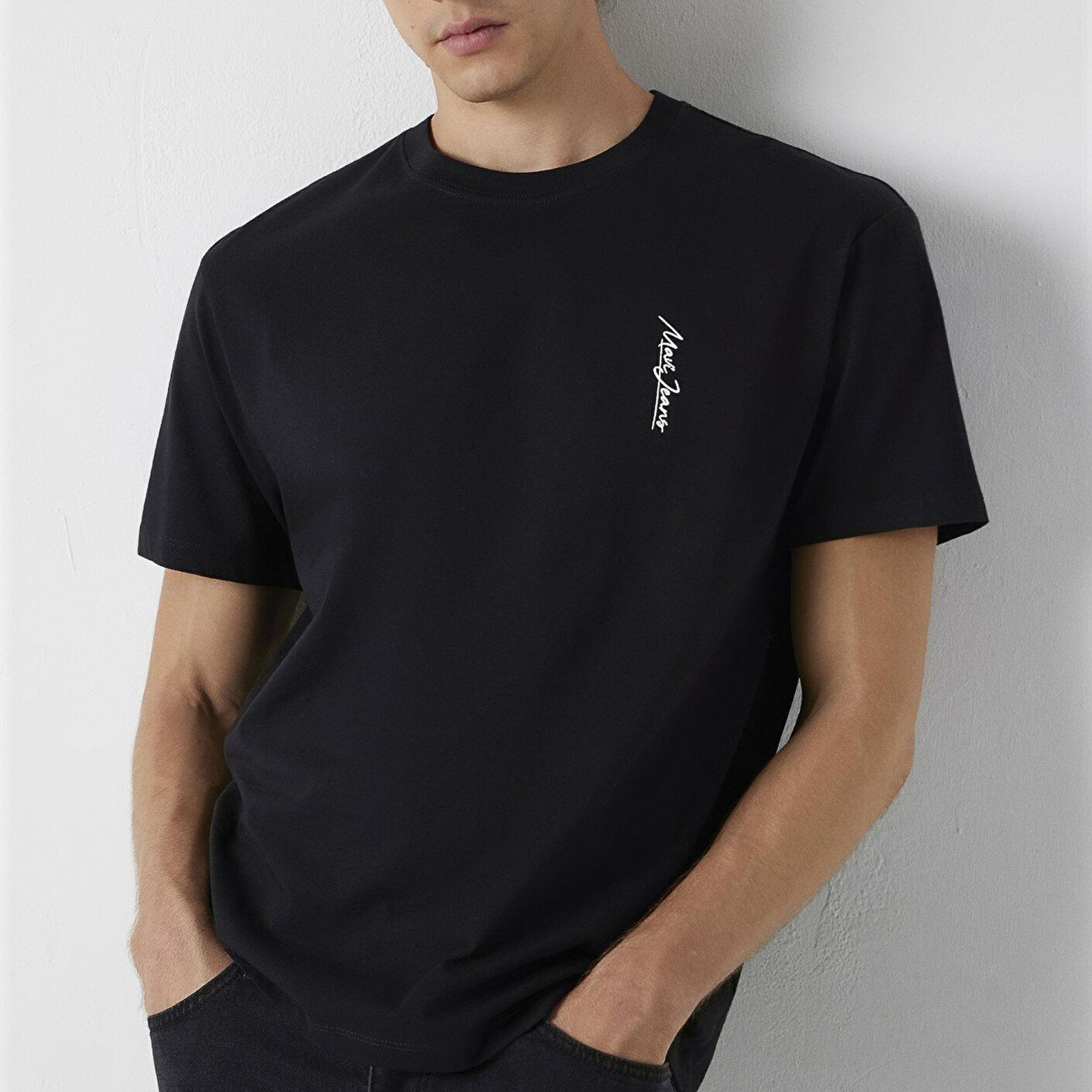 Mavi Siyah Tişört Loose Fit / Bol Rahat Kesim 0613558-900