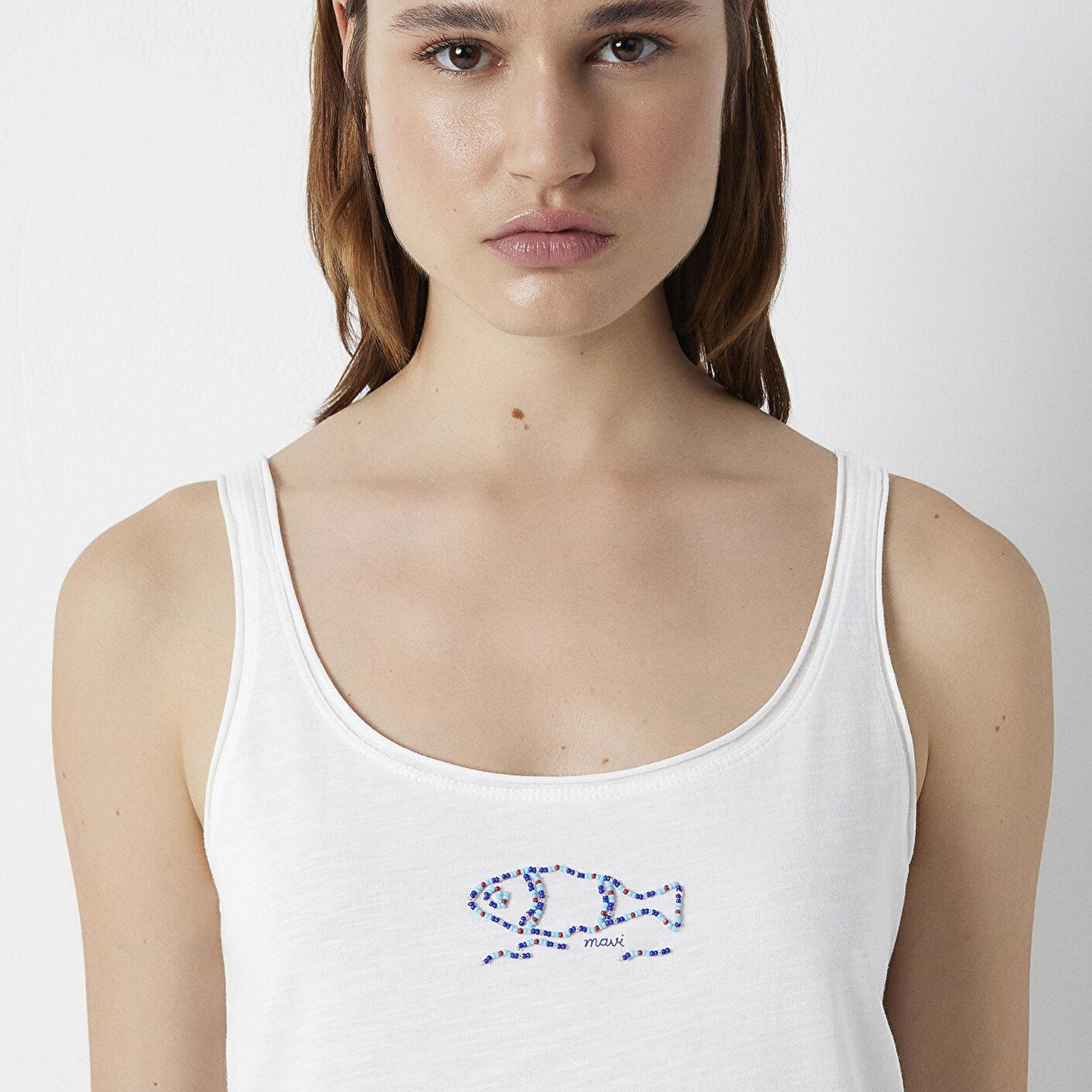 Mavi Ekru Tişört Slim Fit / Dar Kesim 1614298-70057