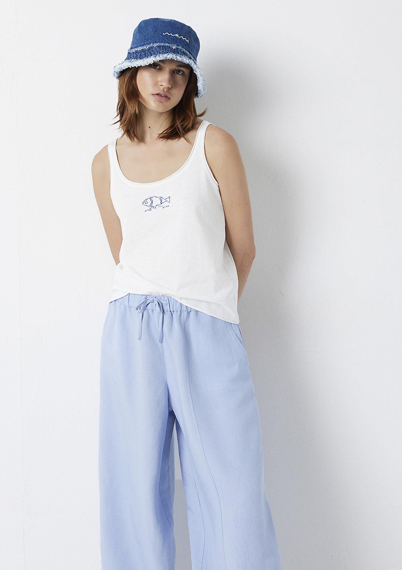 Mavi Ekru Tişört Slim Fit / Dar Kesim 1614298-70057