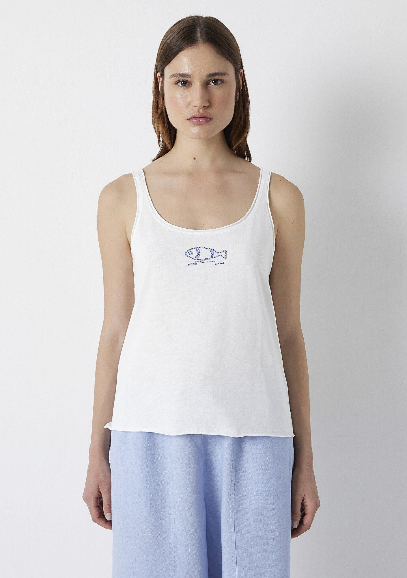 Mavi Ekru Tişört Slim Fit / Dar Kesim 1614298-70057