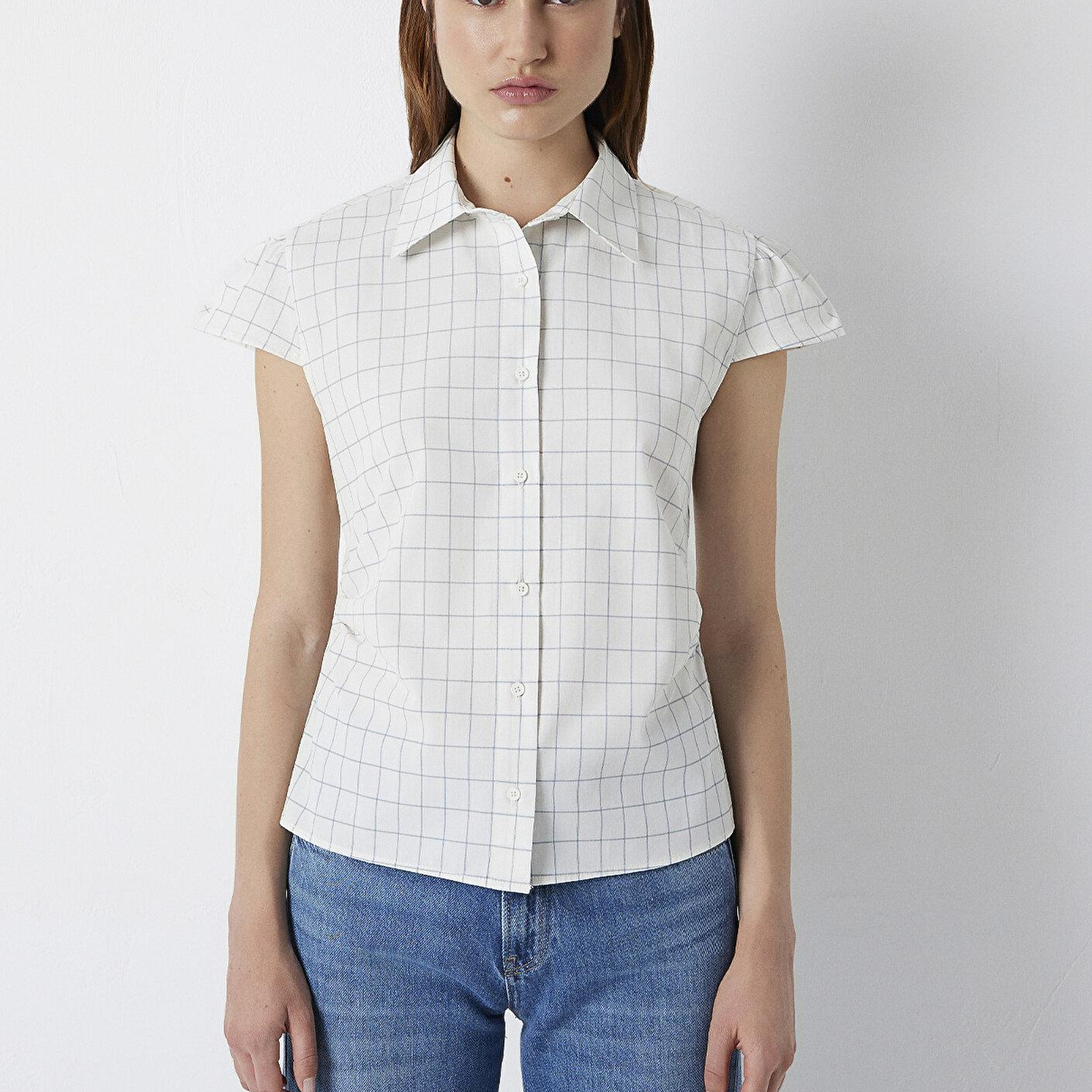 Mavi Kareli Gömlek Slim Fit / Dar Kesim 1220431-A6900