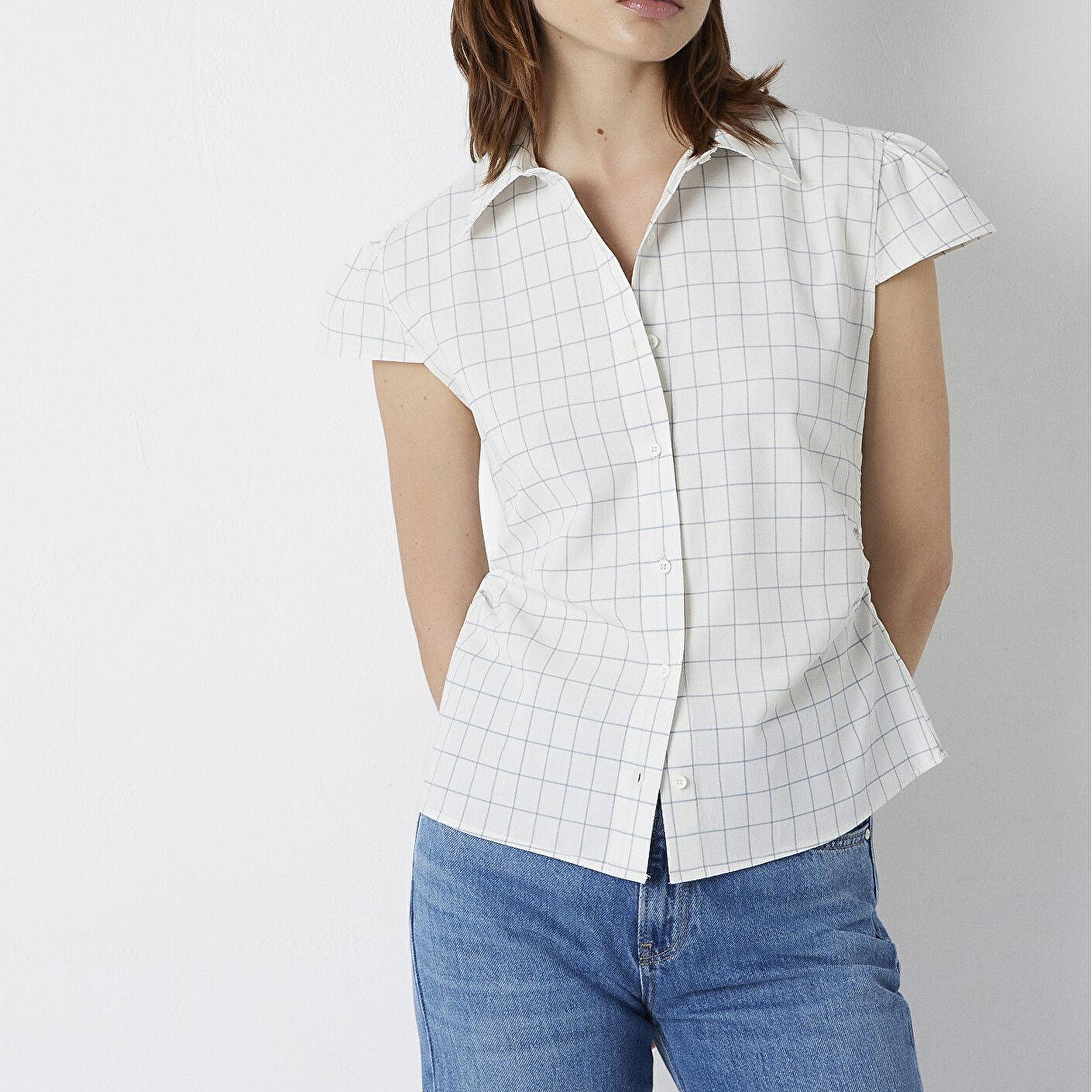 Mavi Kareli Gömlek Slim Fit / Dar Kesim 1220431-A6900