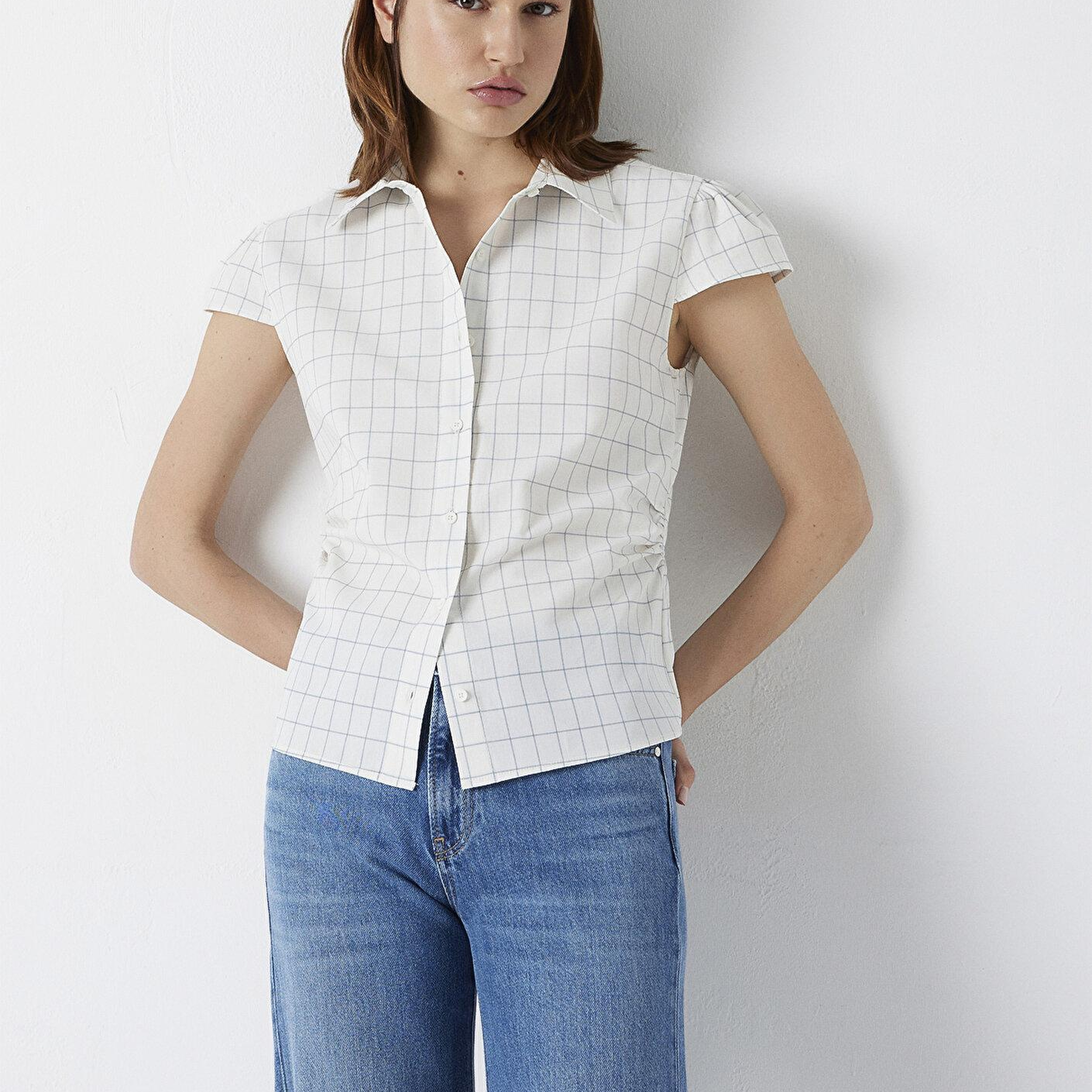 Mavi Kareli Gömlek Slim Fit / Dar Kesim 1220431-A6900