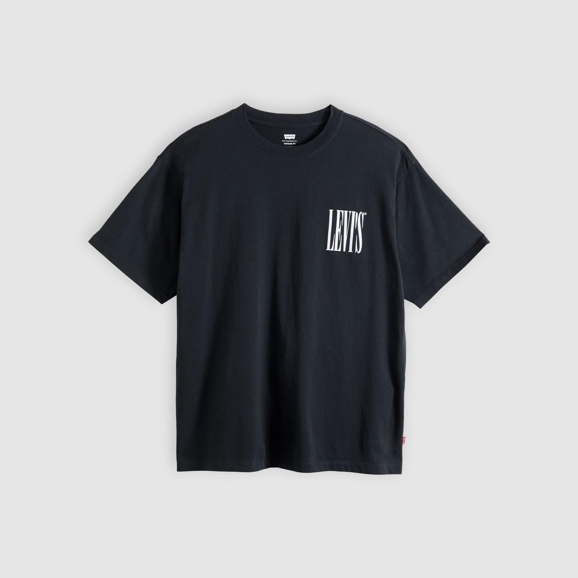 Vintage Fit Baskılı Oversize Siyah Tişört