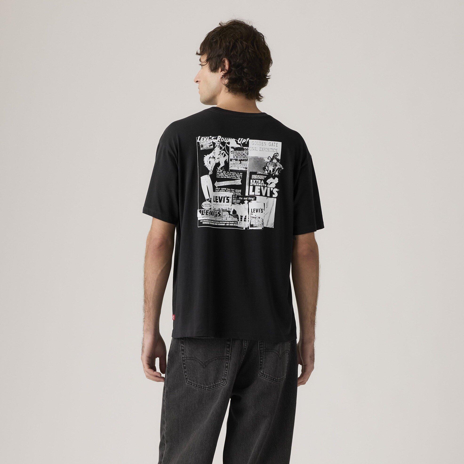 Vintage Fit Baskılı Oversize Siyah Tişört