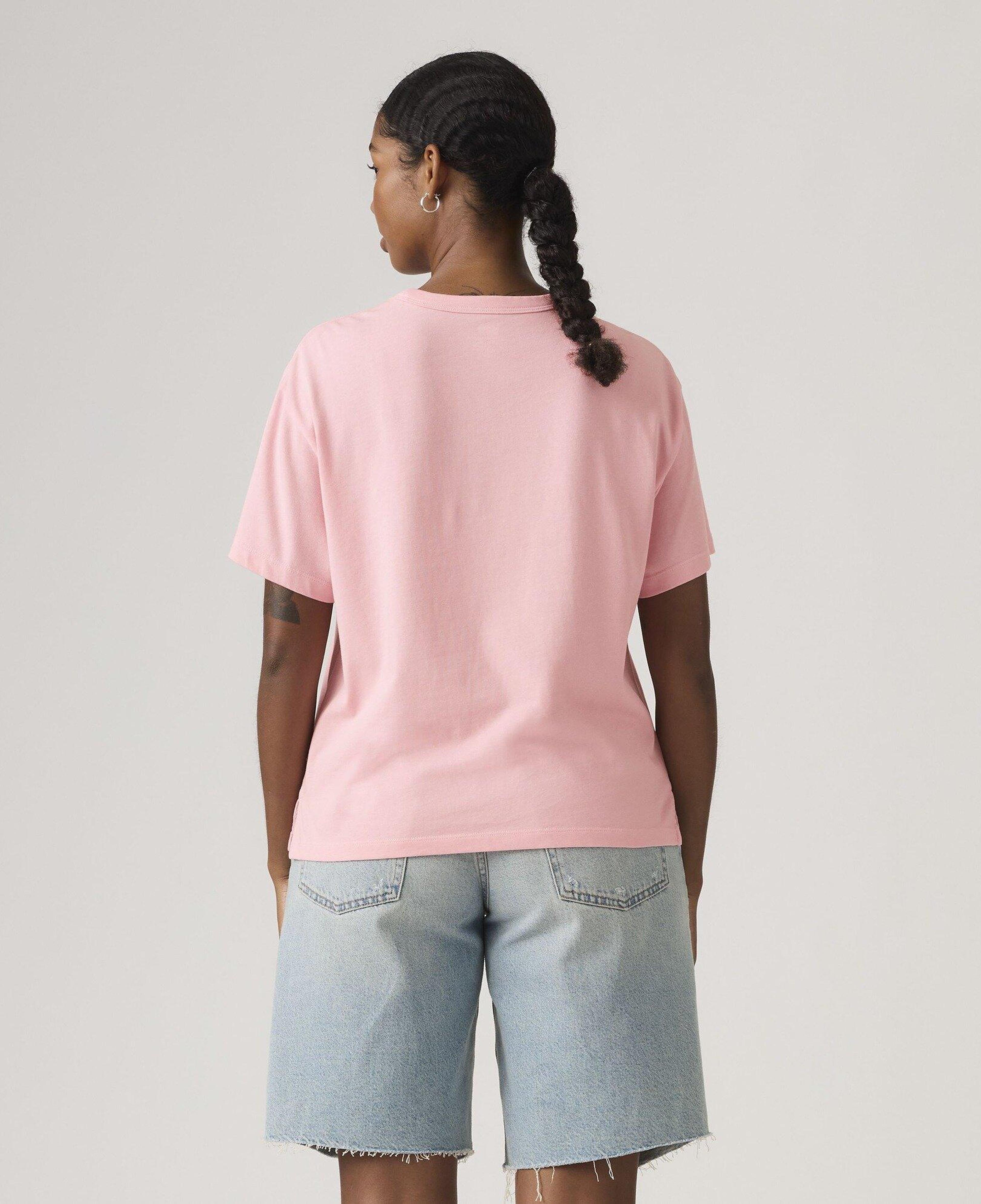 Vintage Baskılı Oversize Pembe Tişört