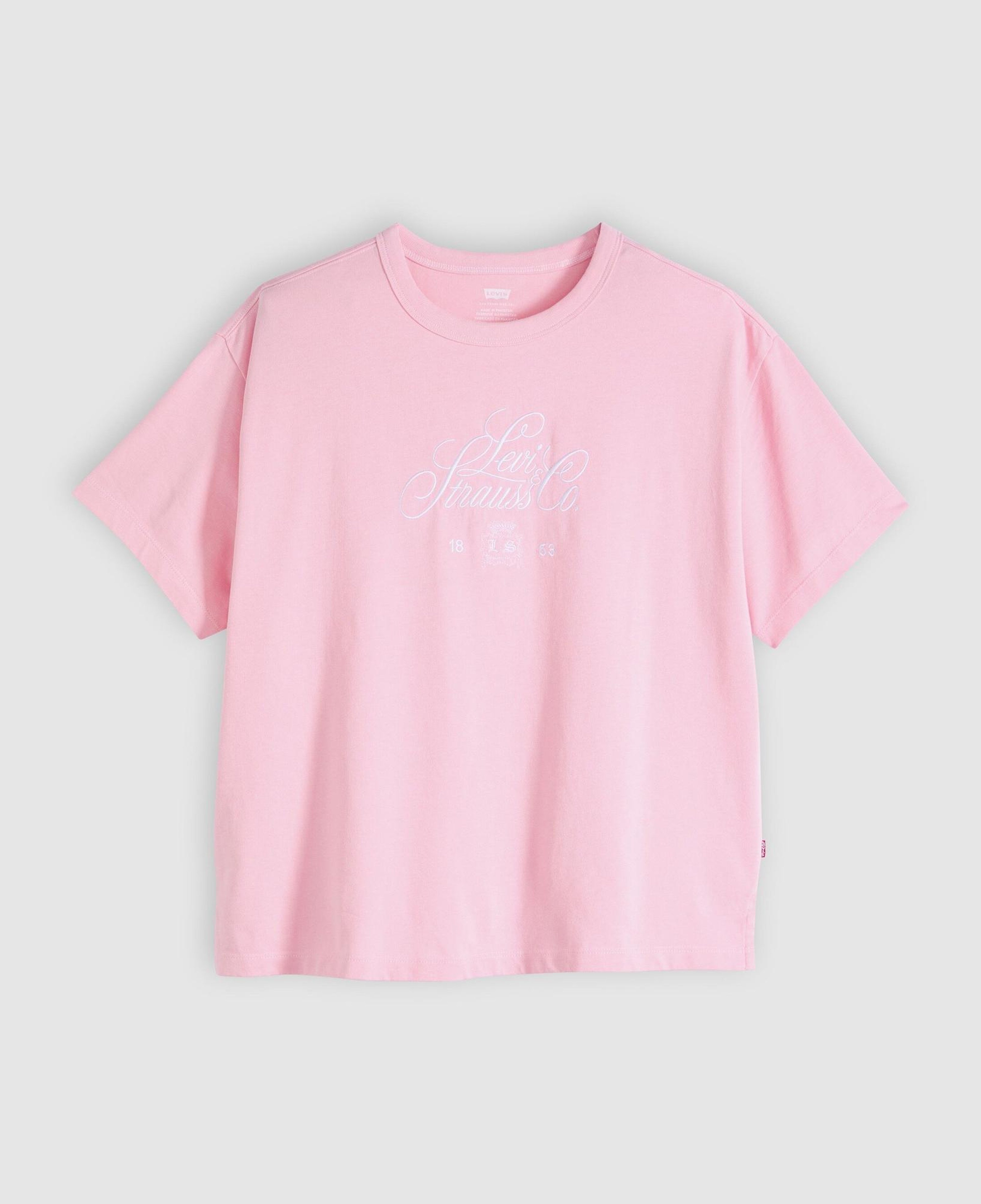 Vintage Baskılı Oversize Pembe Tişört