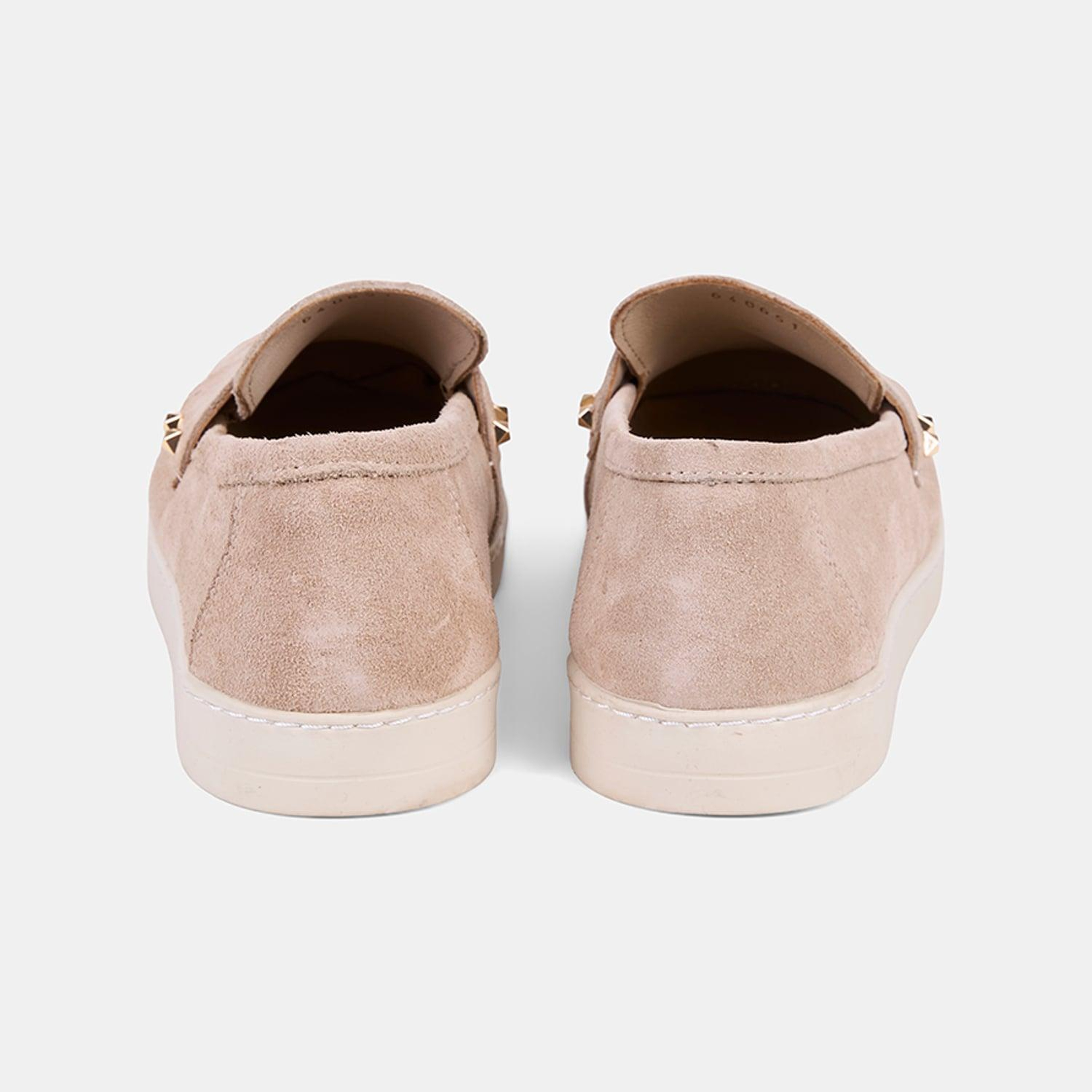 Kadın Bej Zımba Detaylı Süet Loafer