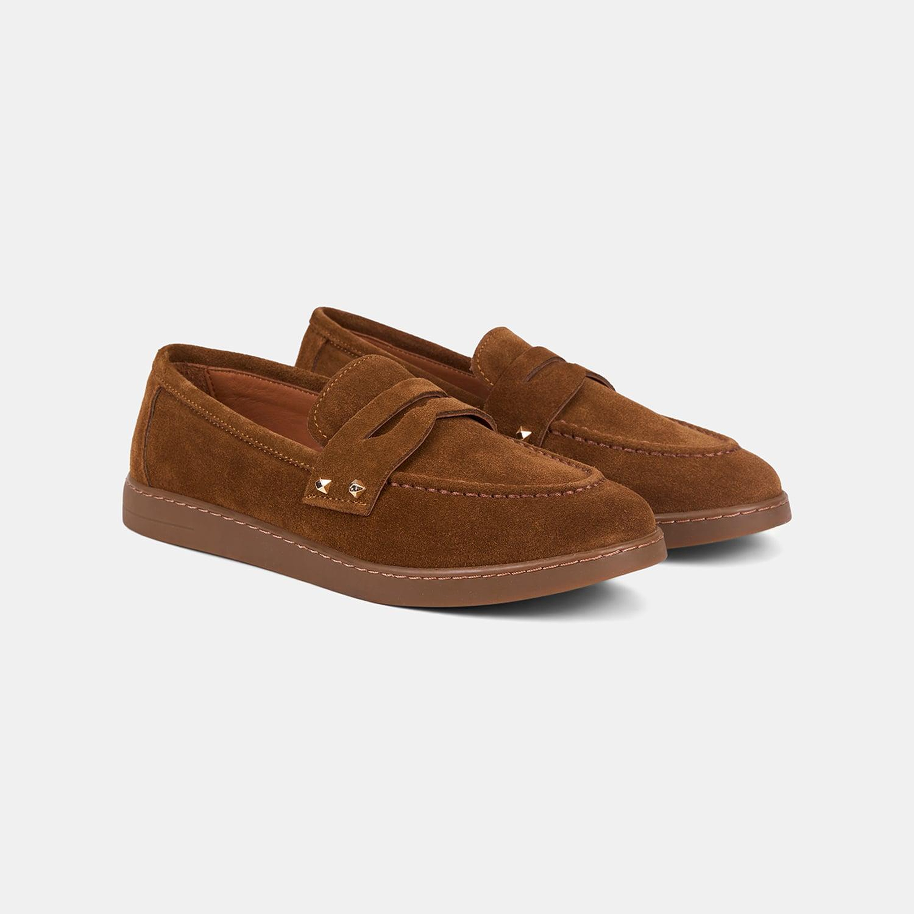 Kadın Taba Zımba Detaylı Süet Loafer