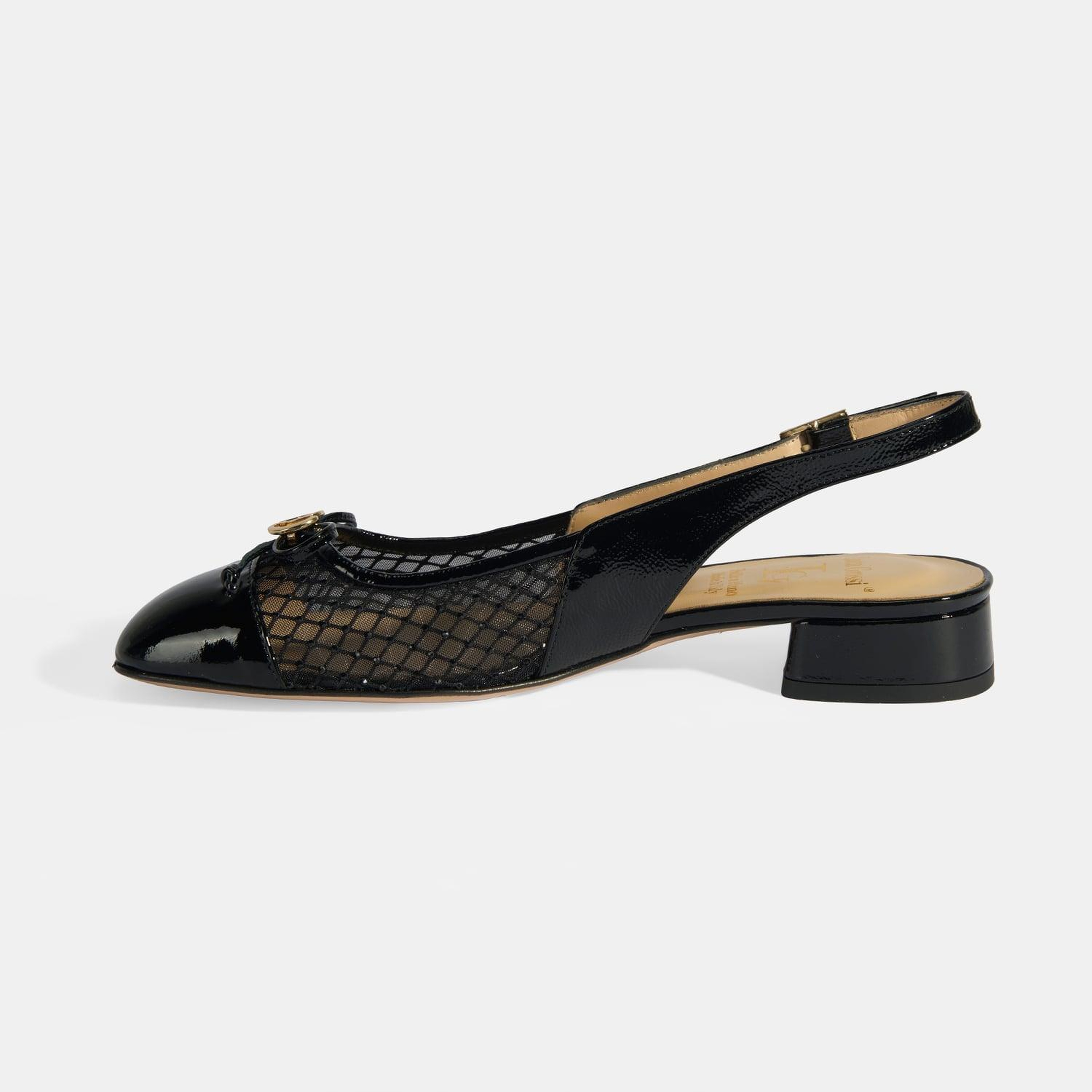 Luca Grossi Kadın Siyah File Detaylı Slingback Rugan Günlük Ayakkabı