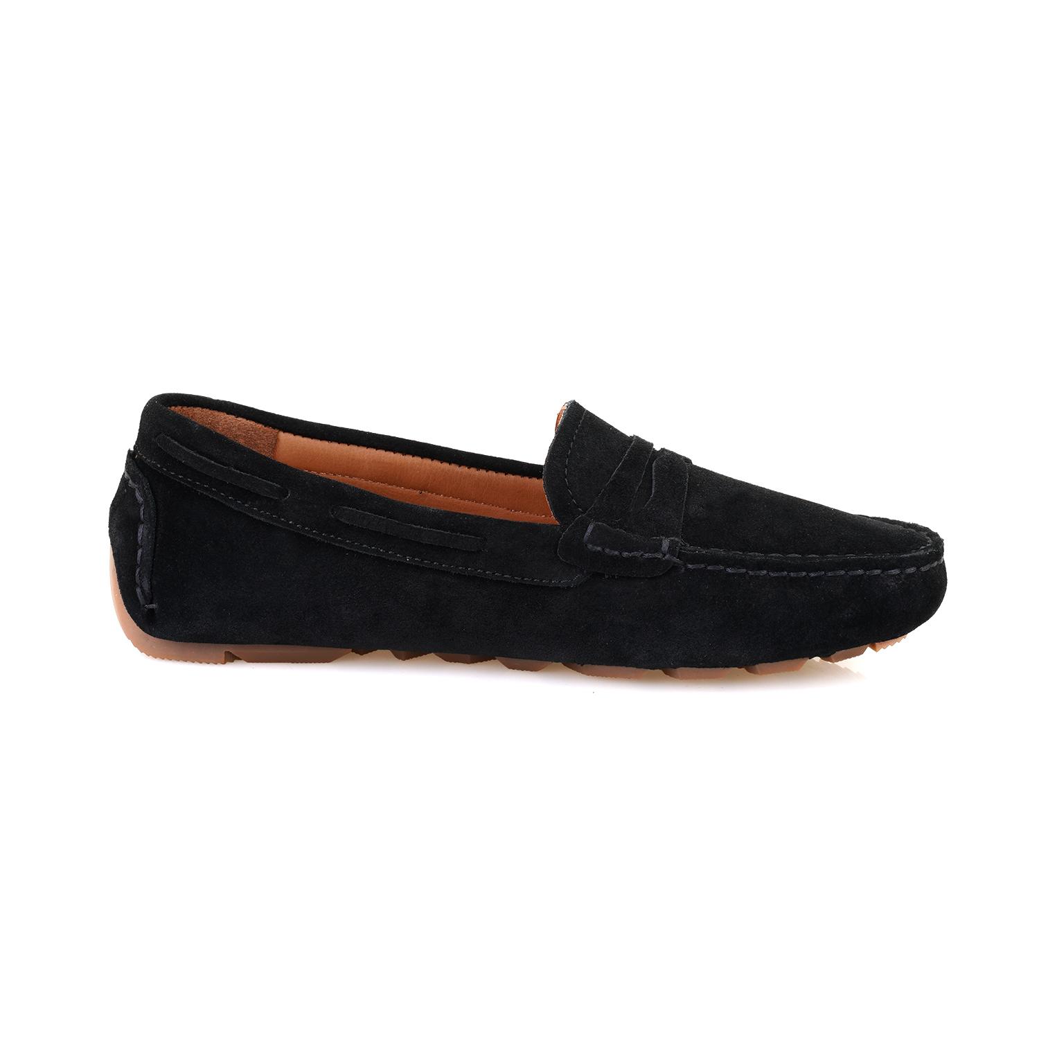 Siyah Kadın Süet Deri Loafer