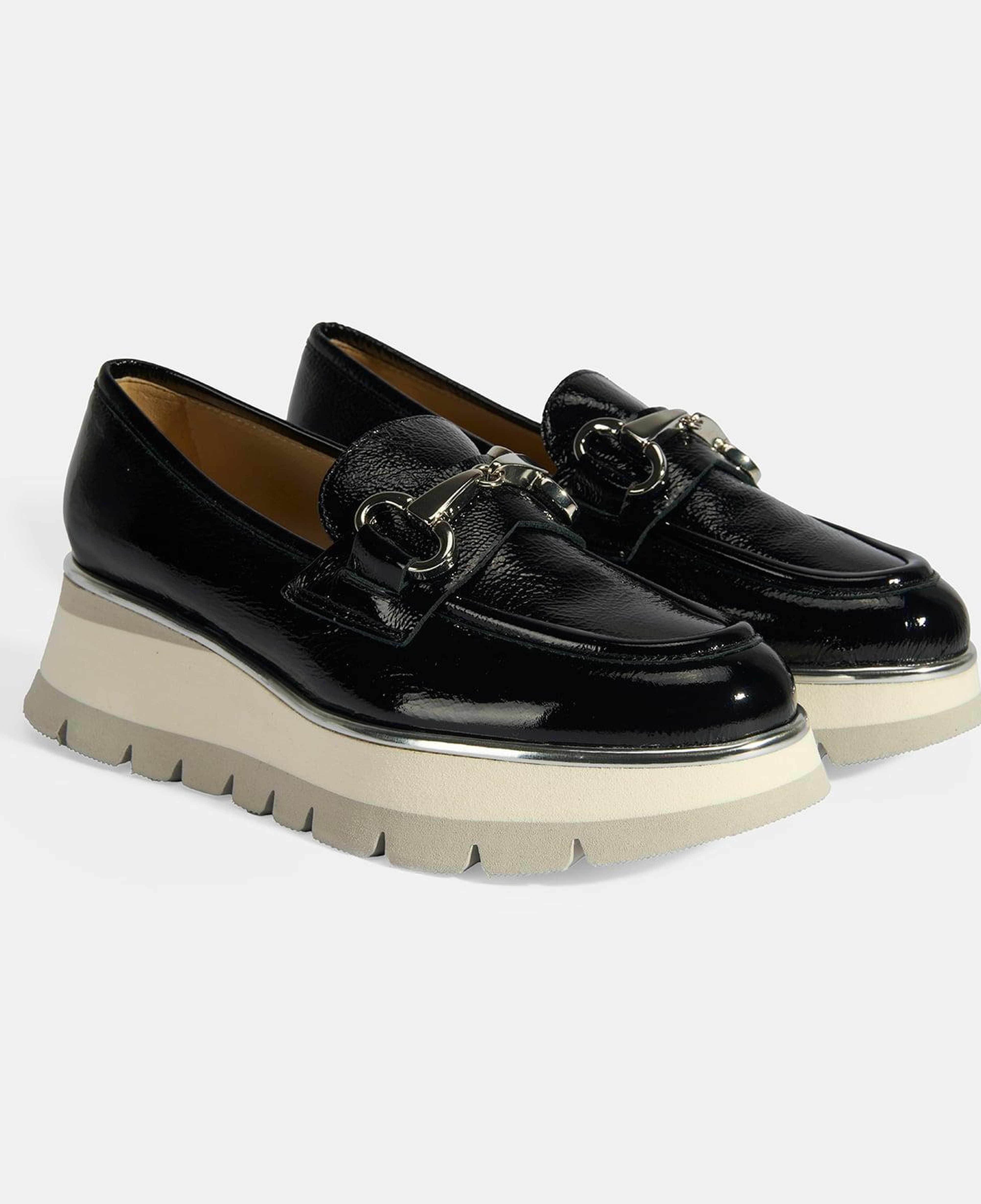 Luca Grossi Kadın Siyah Kalın Topuklu Slip-On Rugan Loafer