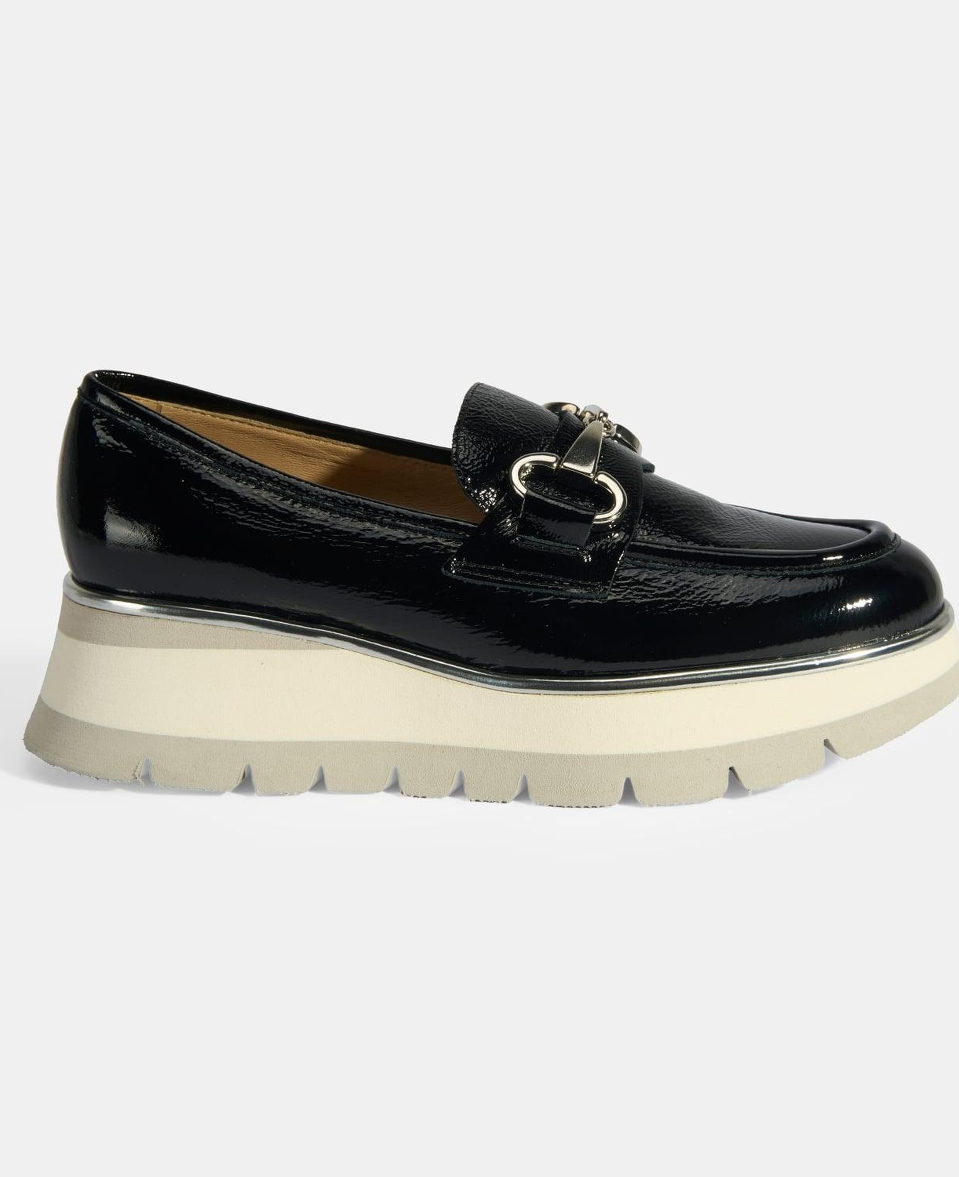 Luca Grossi Kadın Siyah Kalın Topuklu Slip-On Rugan Loafer