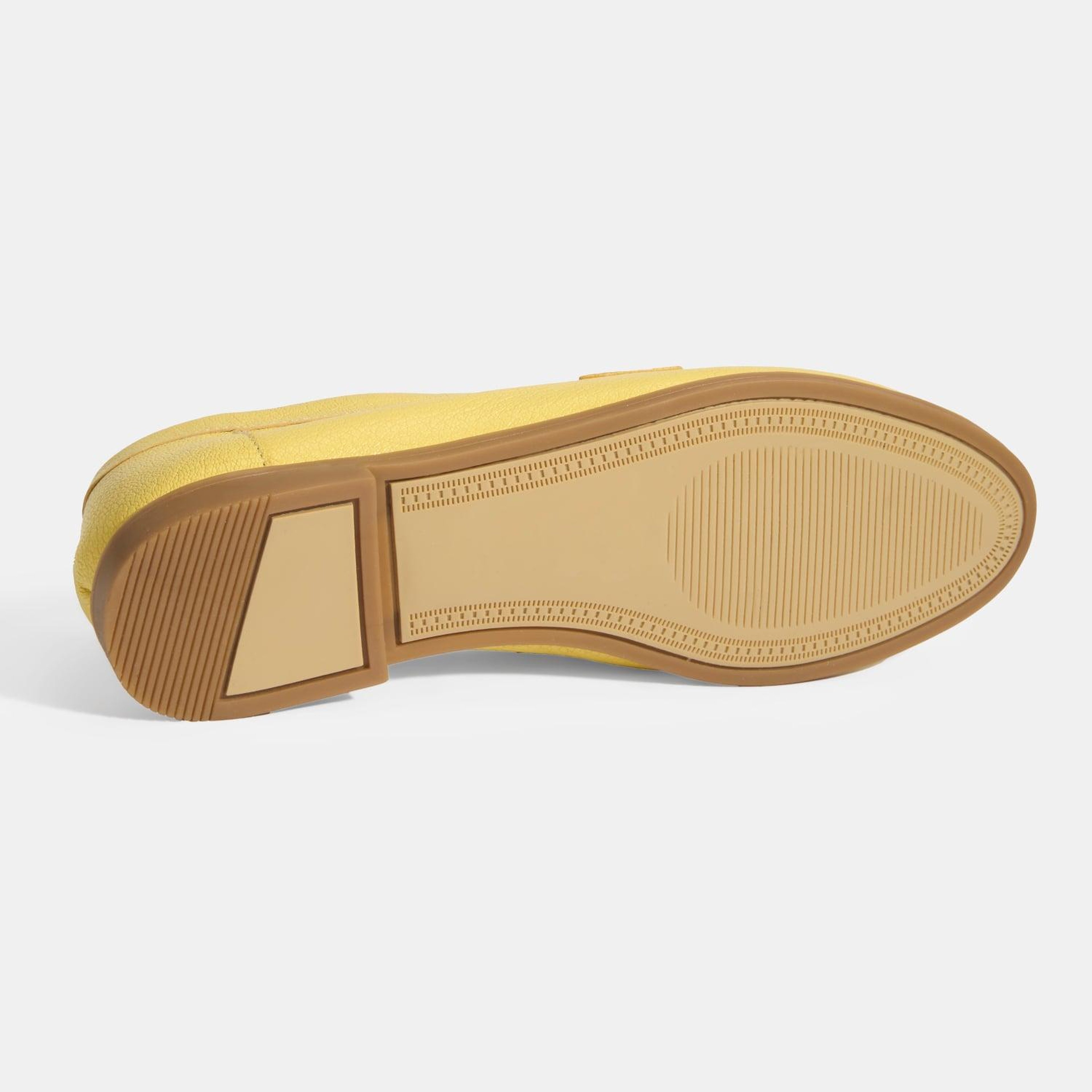 Kadın Sarı Slip-On Deri Loafer