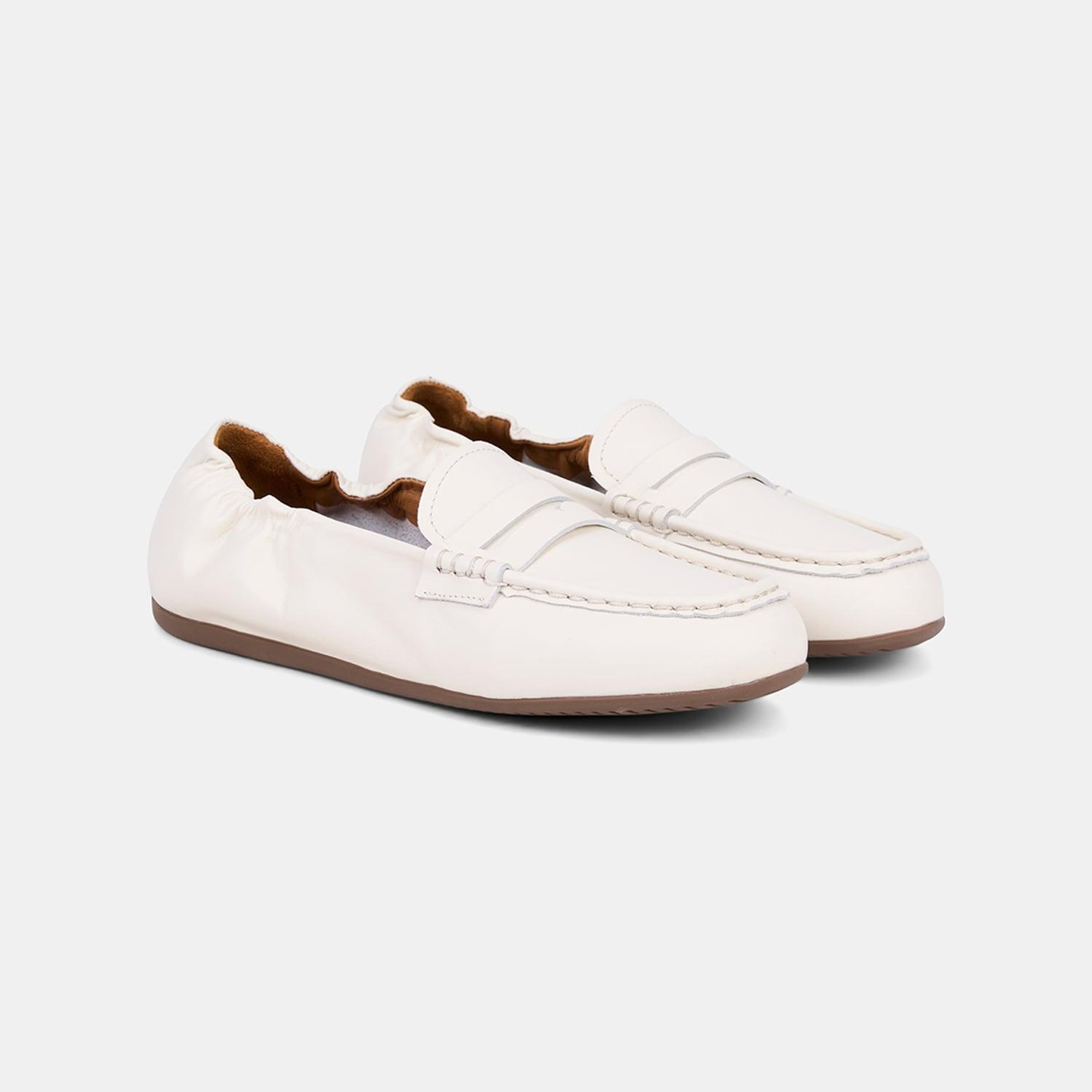 Kadın Beyaz Slip-On Deri Loafer