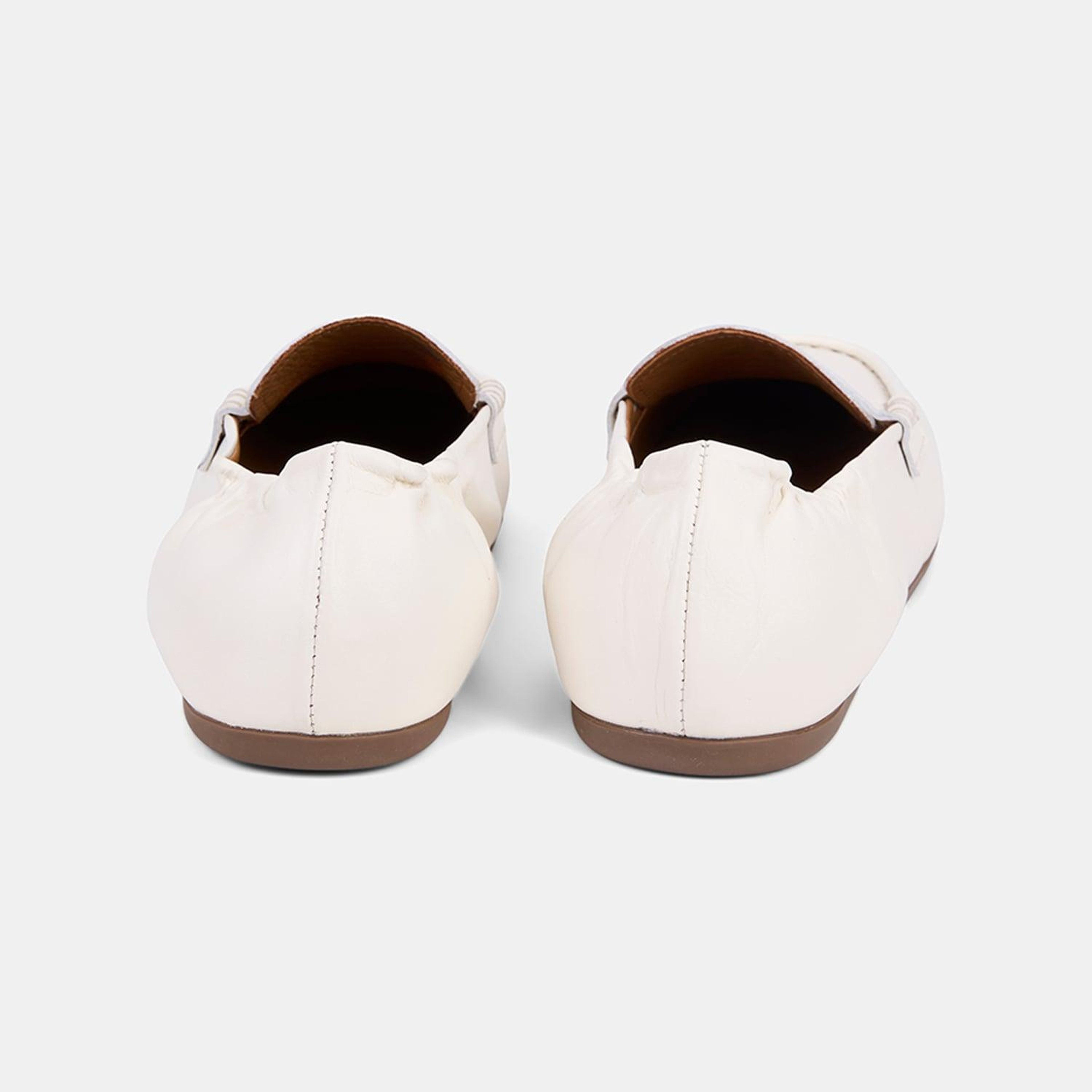 Kadın Beyaz Slip-On Deri Loafer