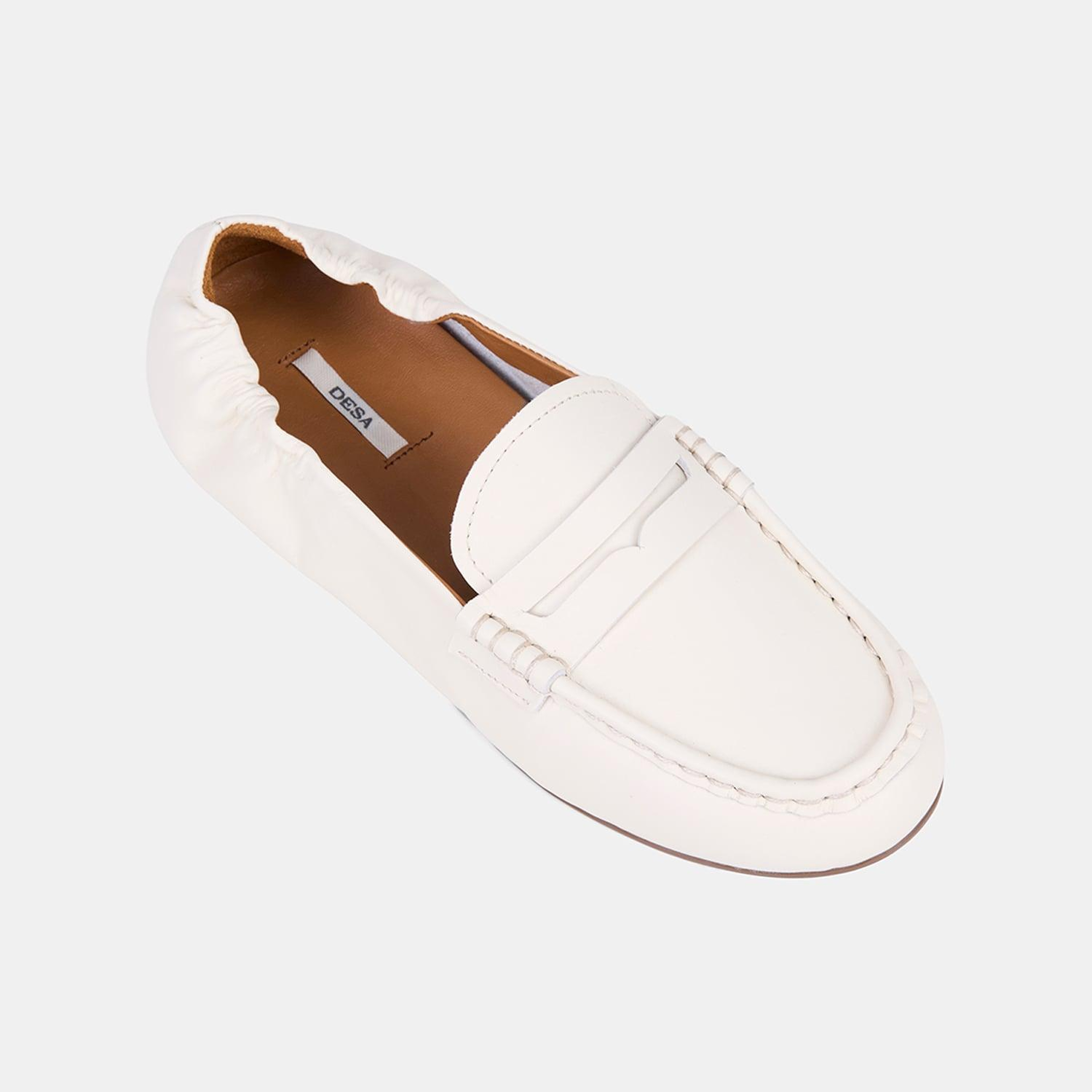 Kadın Beyaz Slip-On Deri Loafer
