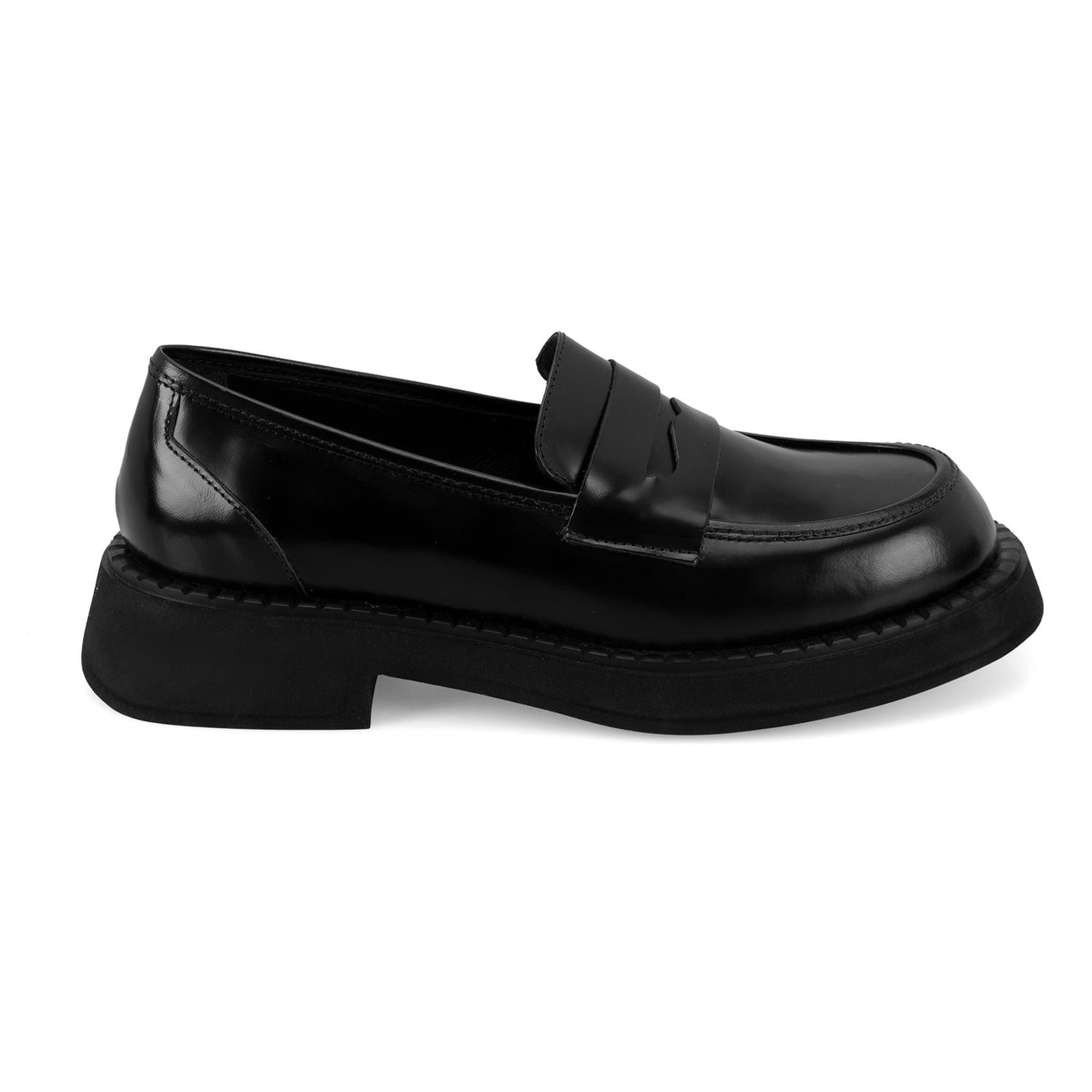 Kadın Siyah Deri Loafer