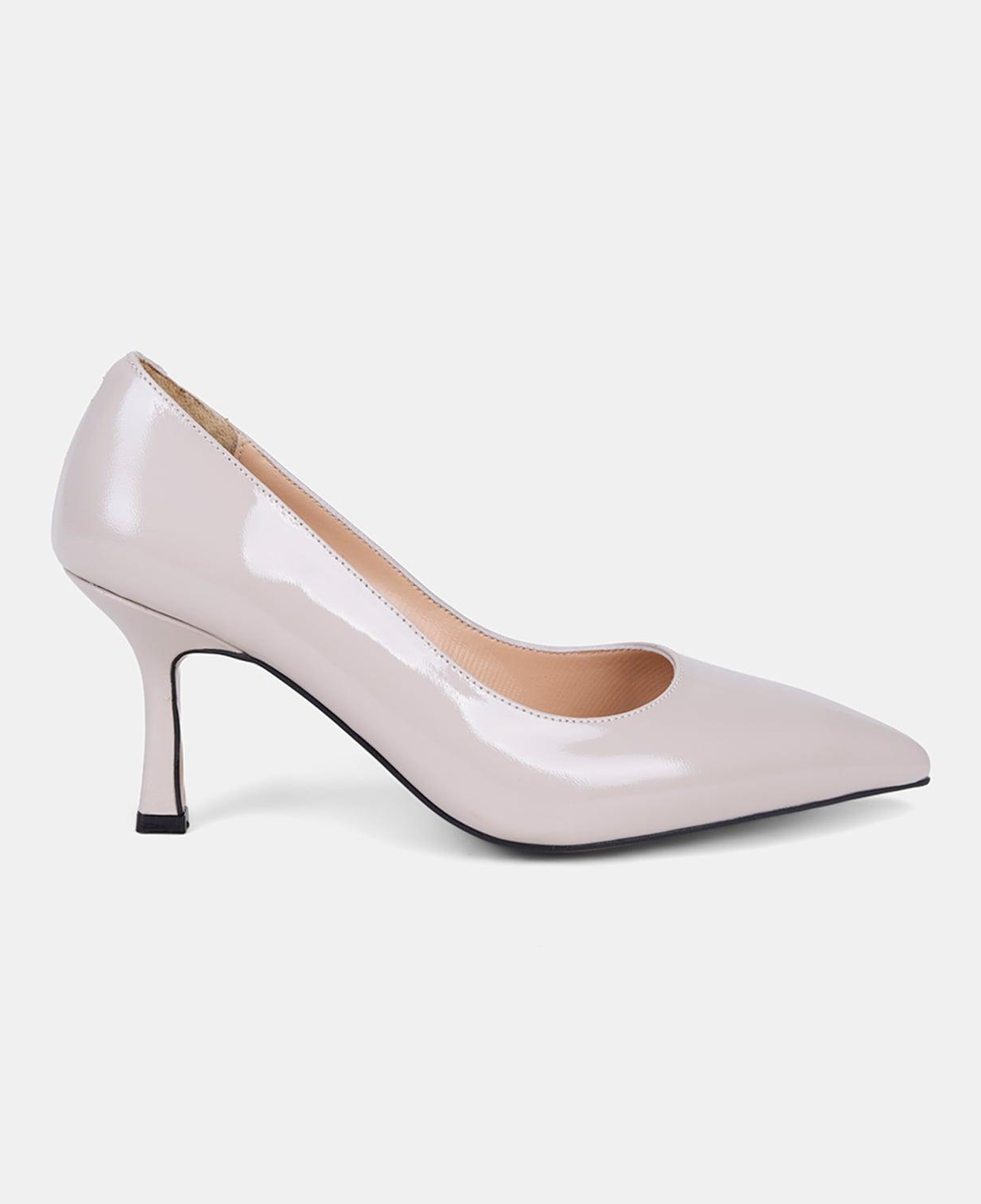 Kadın Bej Sivri Burunlu Klasik Rugan Deri Stiletto