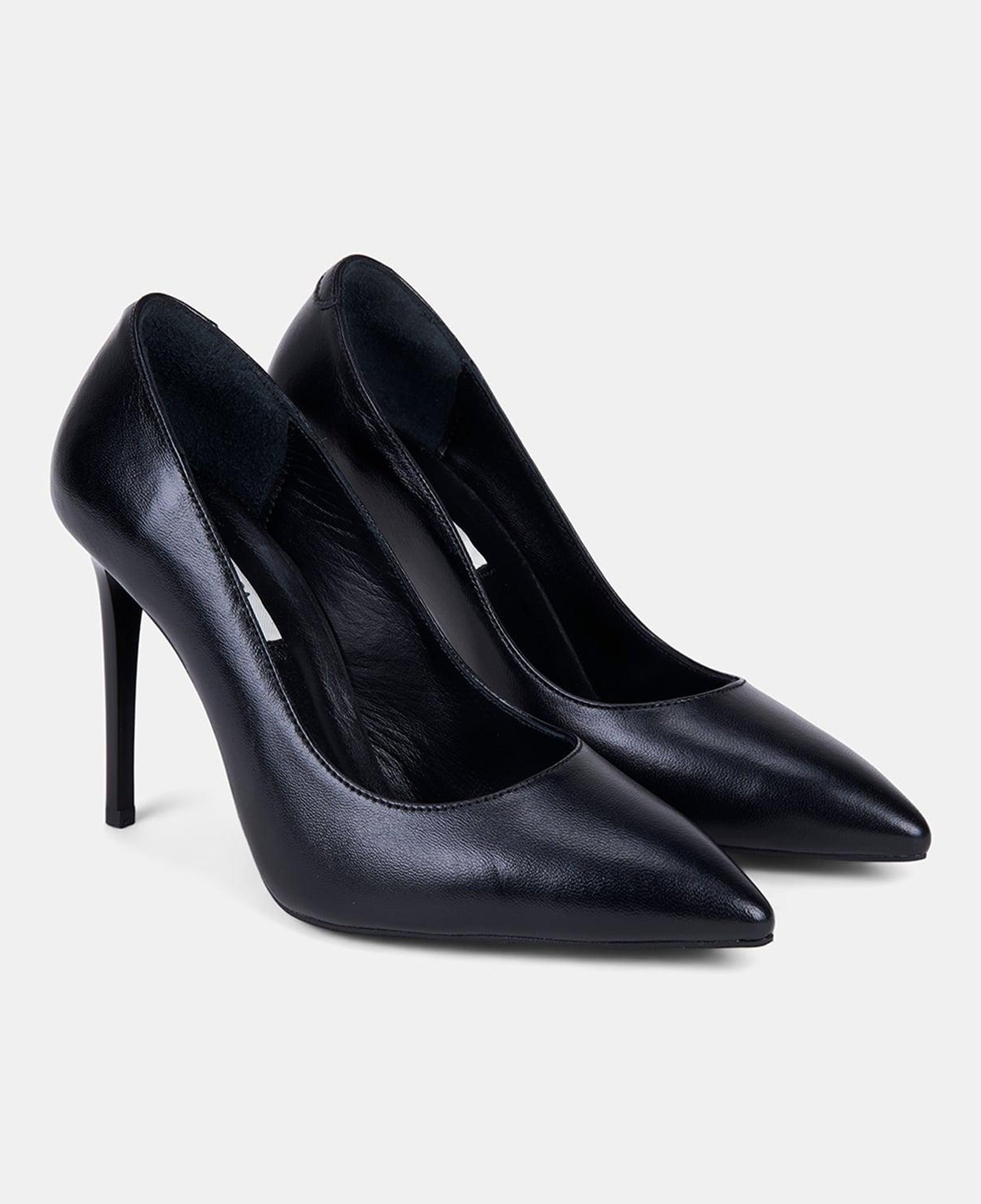 Kadın Siyah Sivri Burunlu Klasik Deri Stiletto