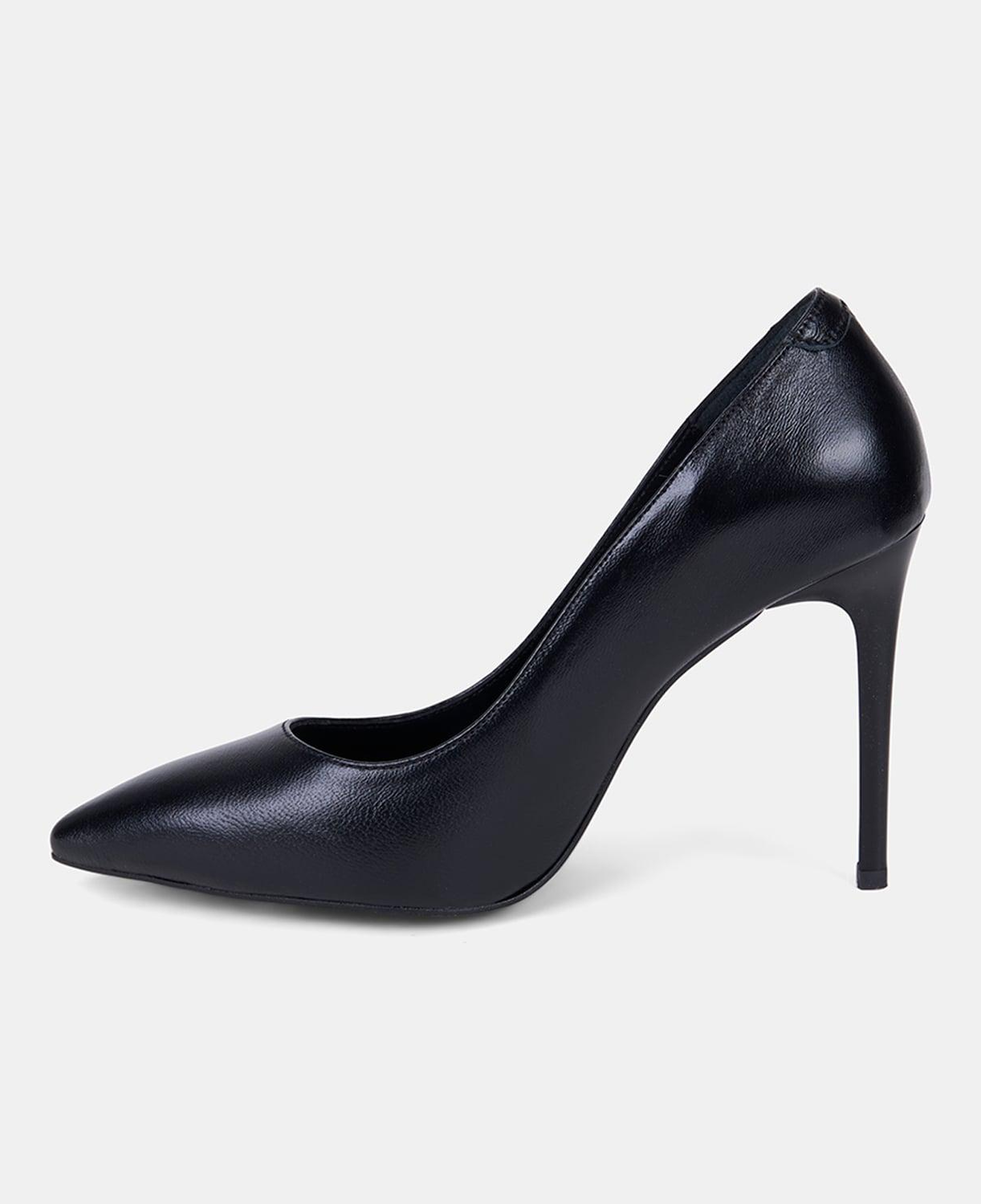 Kadın Siyah Sivri Burunlu Klasik Deri Stiletto
