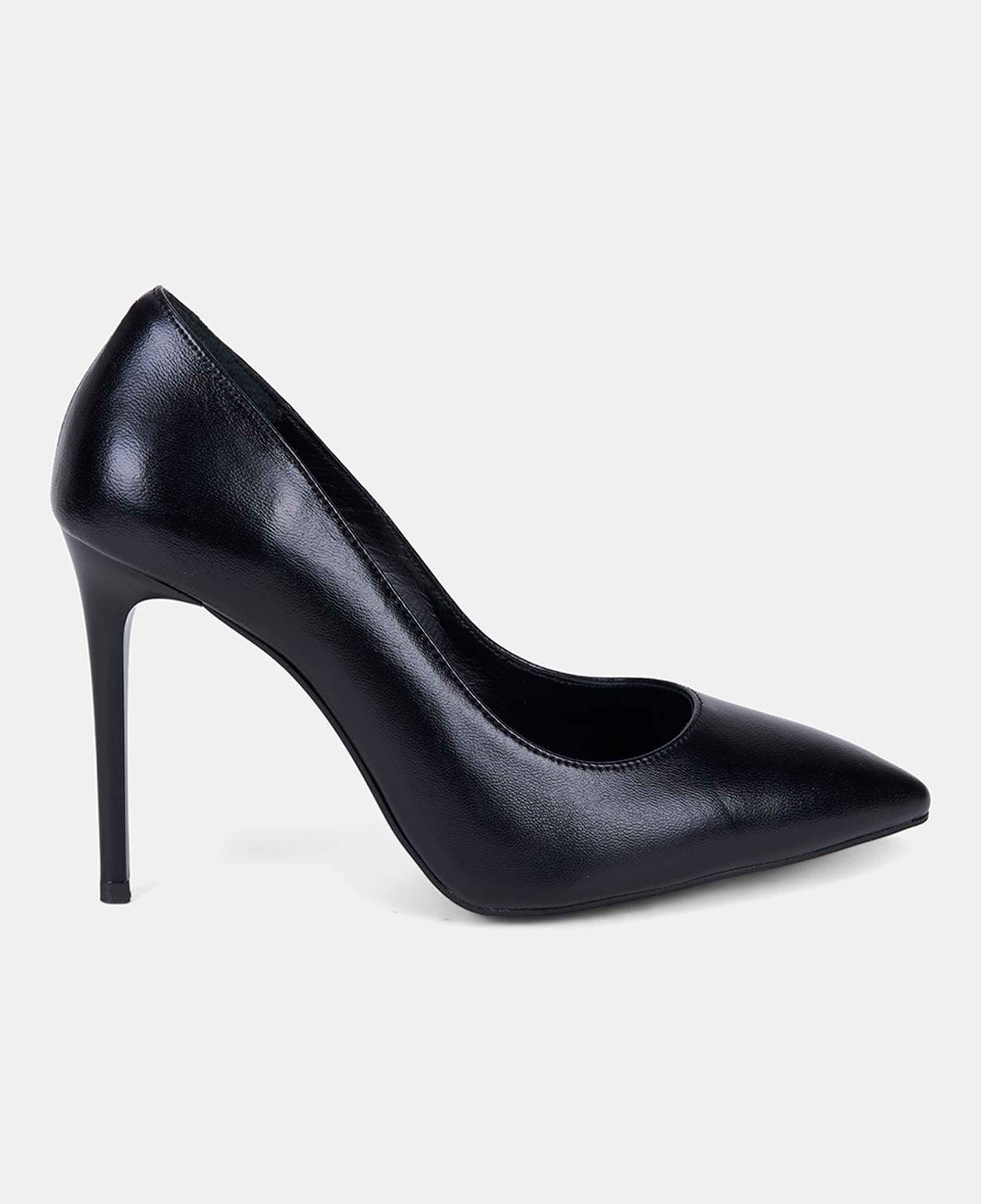 Kadın Siyah Sivri Burunlu Klasik Deri Stiletto