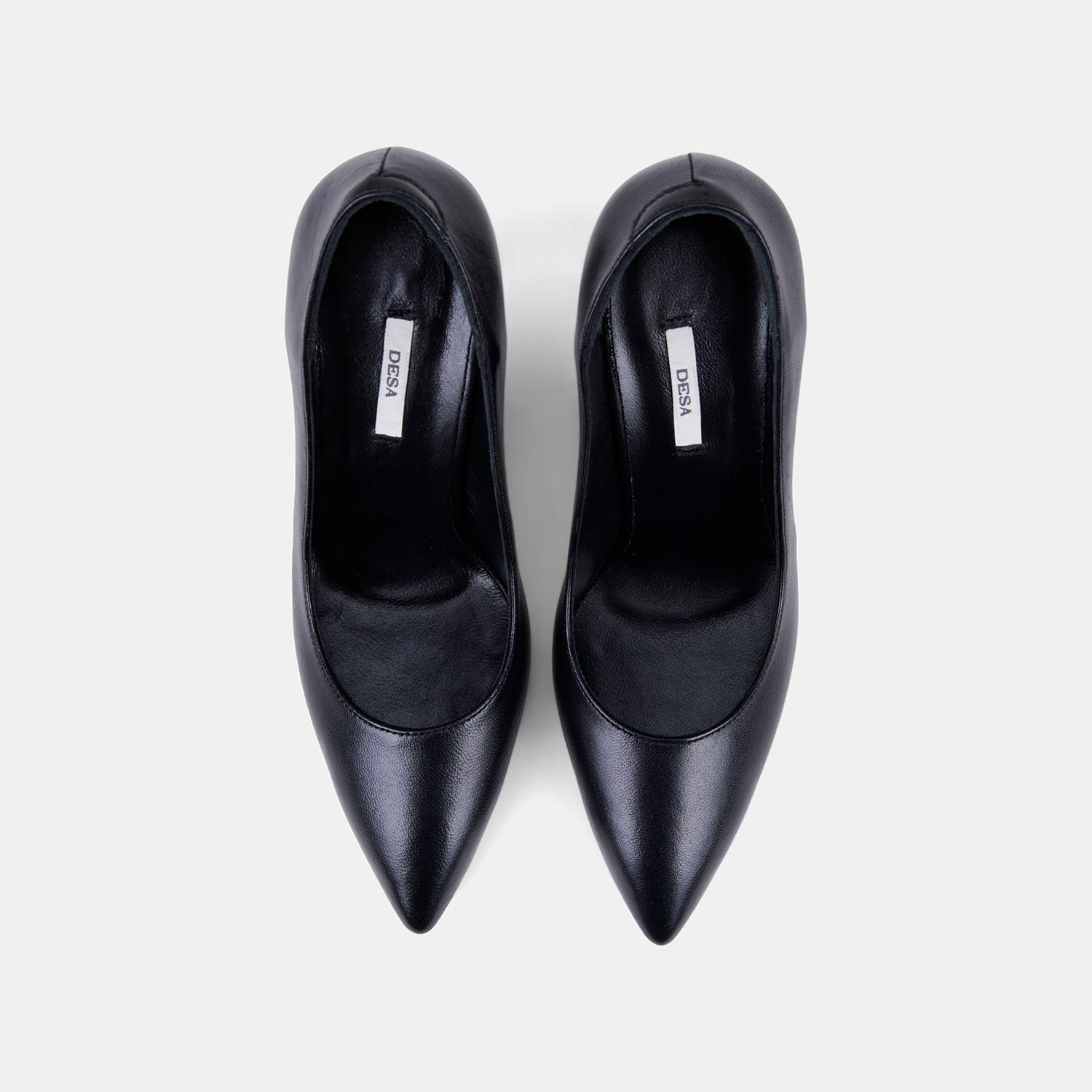 Kadın Siyah Sivri Burunlu Klasik Deri Stiletto