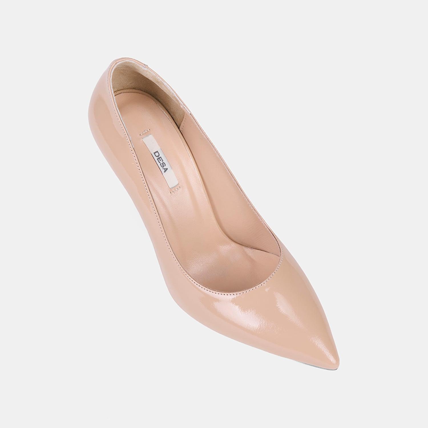Kadın Ten Sivri Burunlu Klasik Rugan Deri Stiletto
