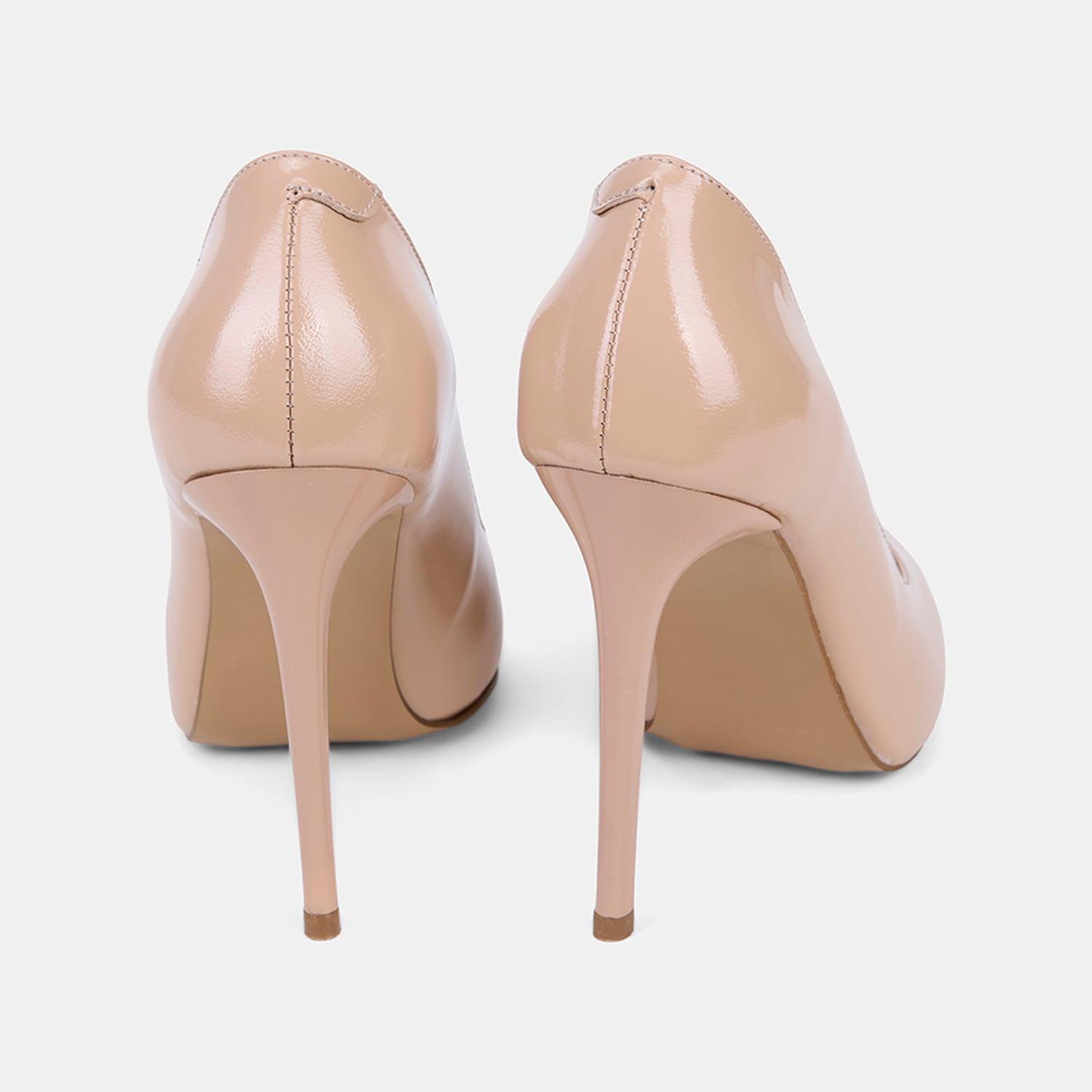 Kadın Ten Sivri Burunlu Klasik Rugan Deri Stiletto
