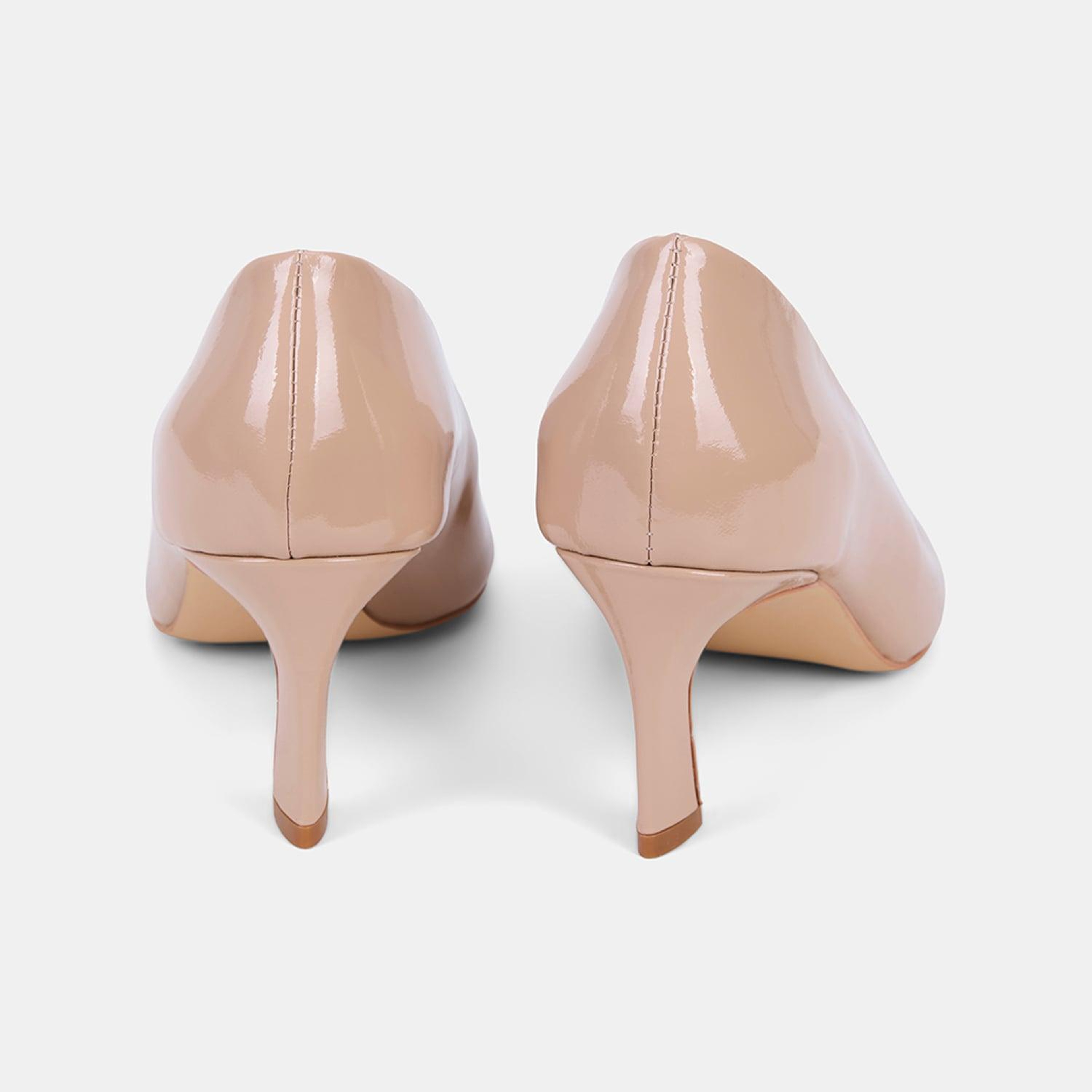 Kadın Ten Açık Burunlu Rugan Deri Stiletto