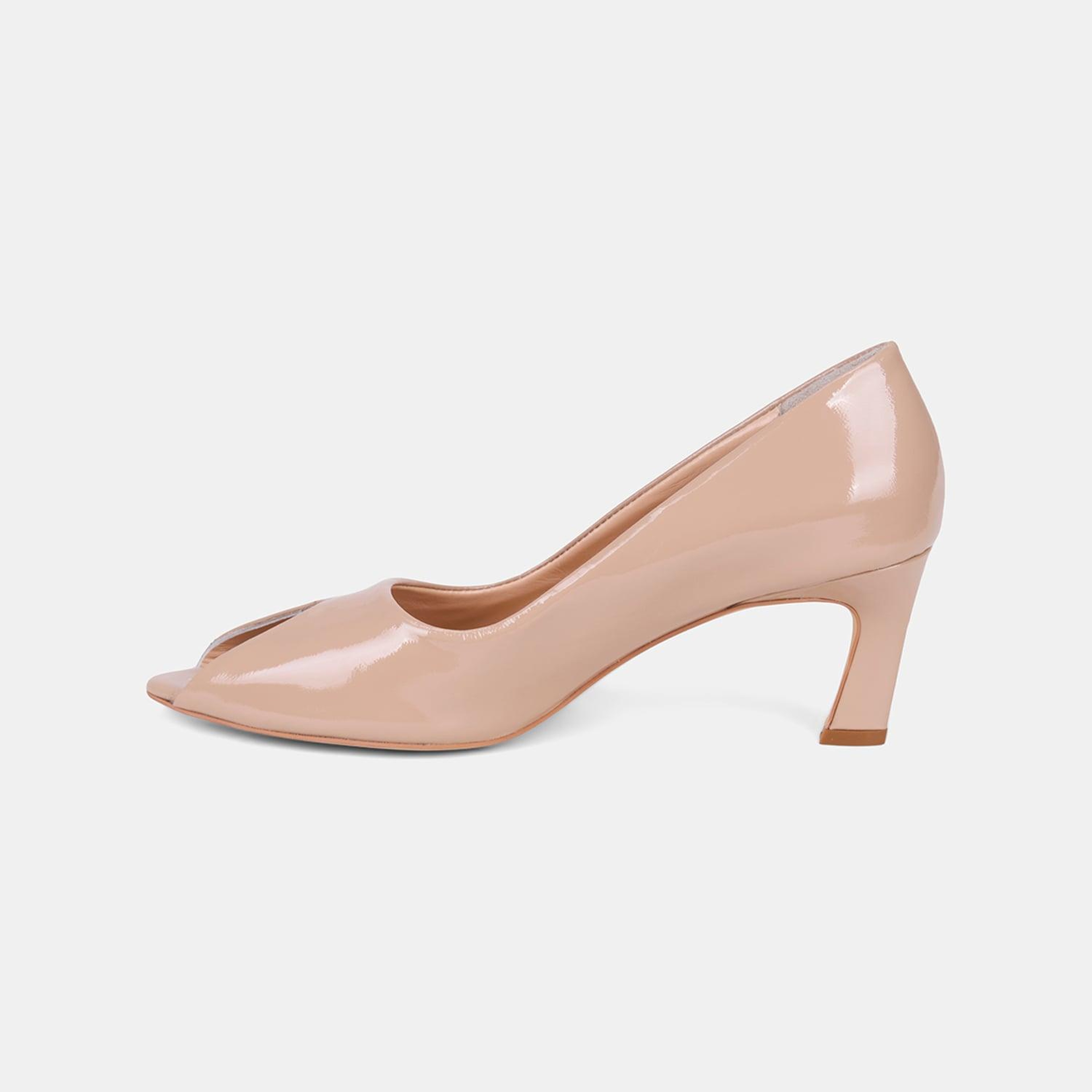 Kadın Ten Açık Burunlu Rugan Deri Stiletto