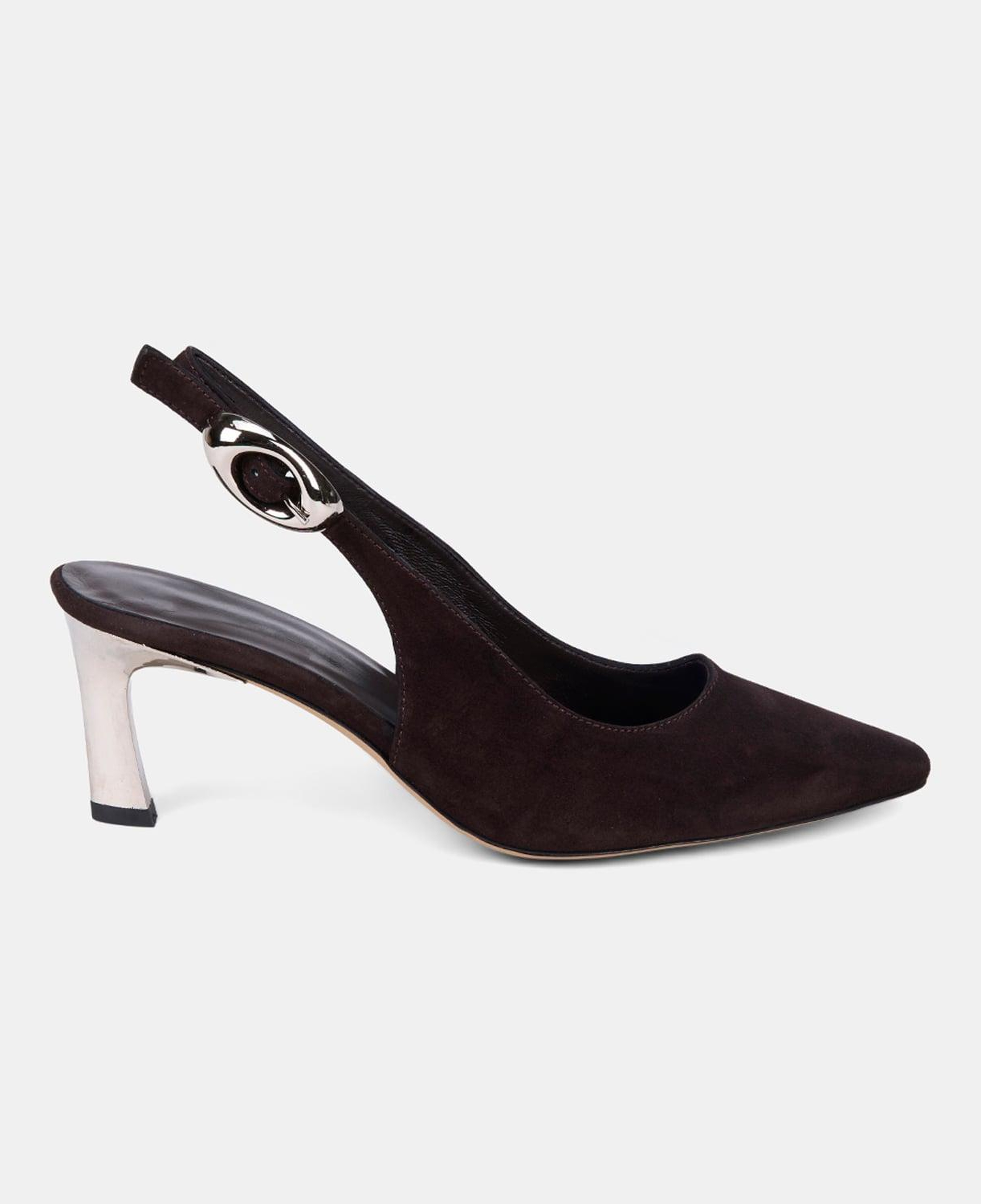 Kadın Acı Kahve Slingback Sivri Burunlu Süet Stiletto