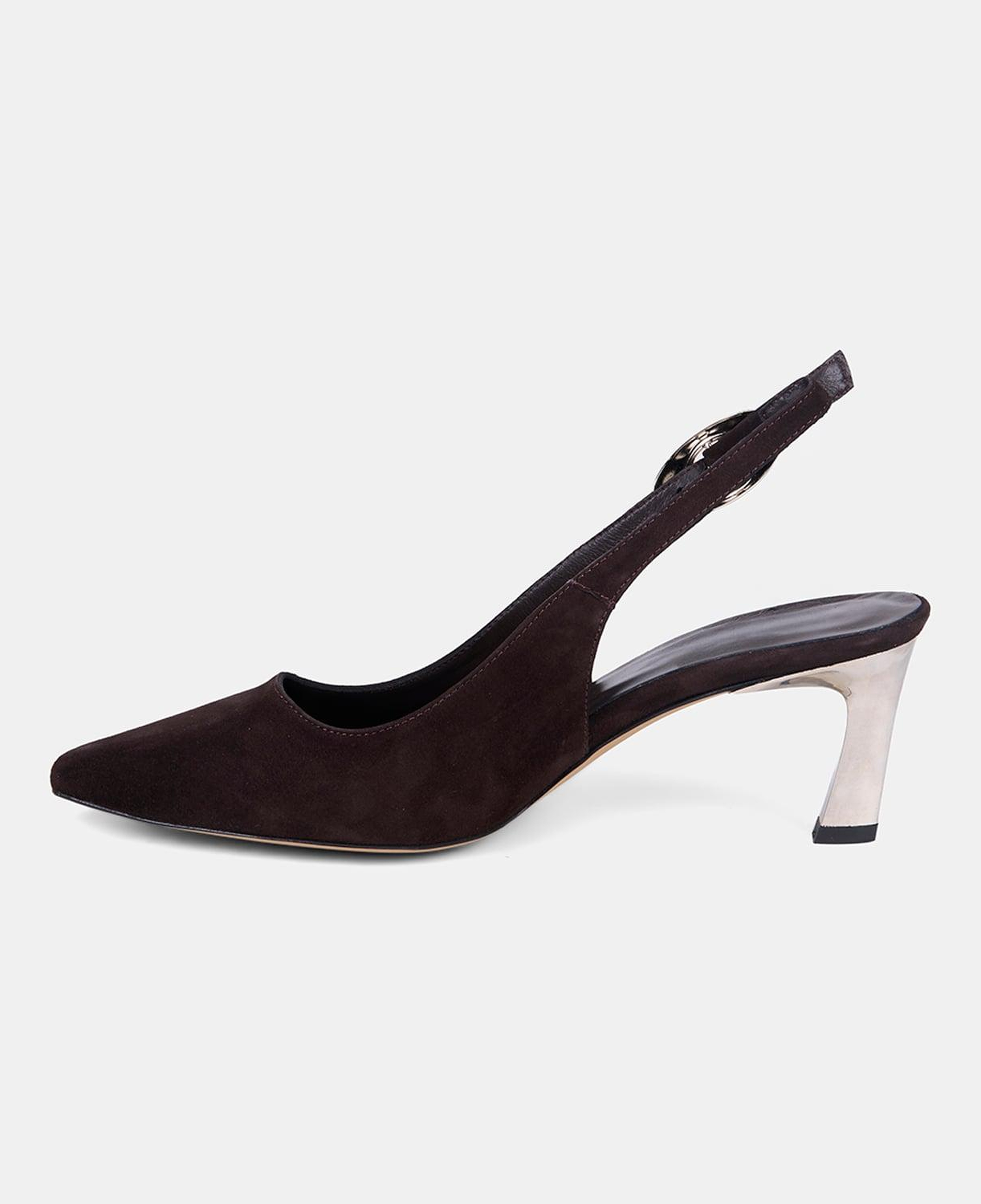 Kadın Acı Kahve Slingback Sivri Burunlu Süet Stiletto