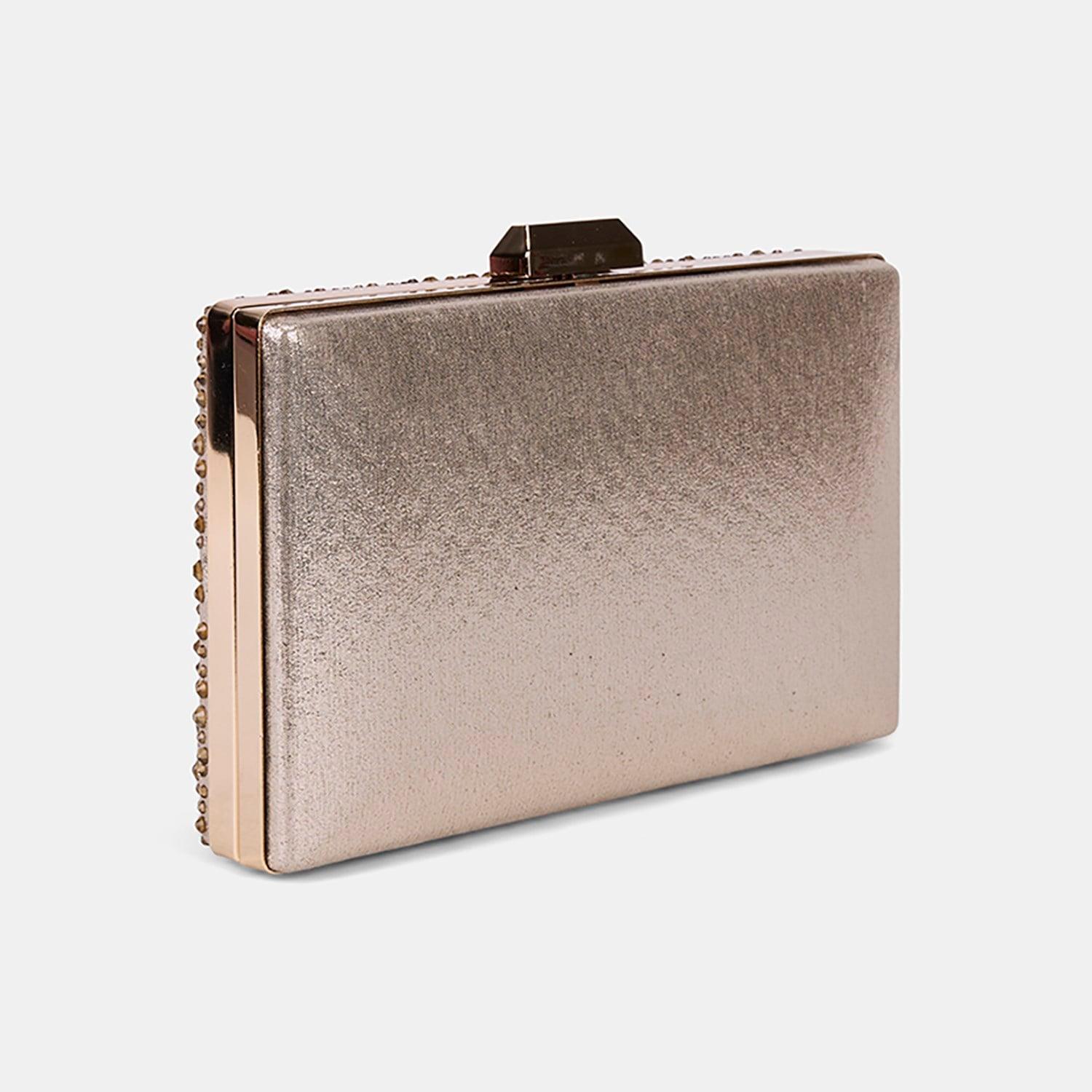 Kadın Gold Taş İşlemeli Zincir Askılı Abiye Clutch