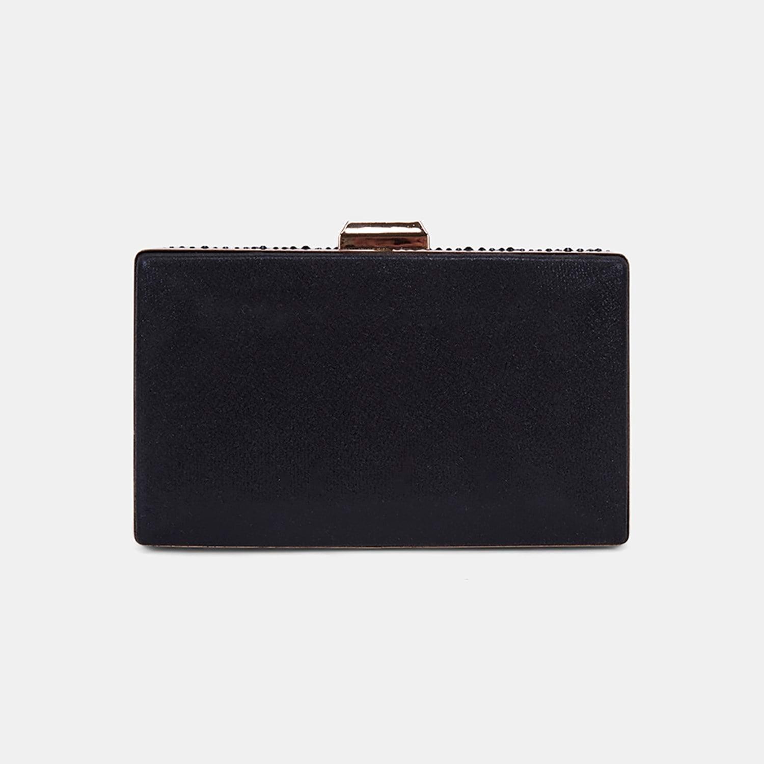 Kadın Siyah Taş İşlemeli Zincir Askılı Abiye Clutch