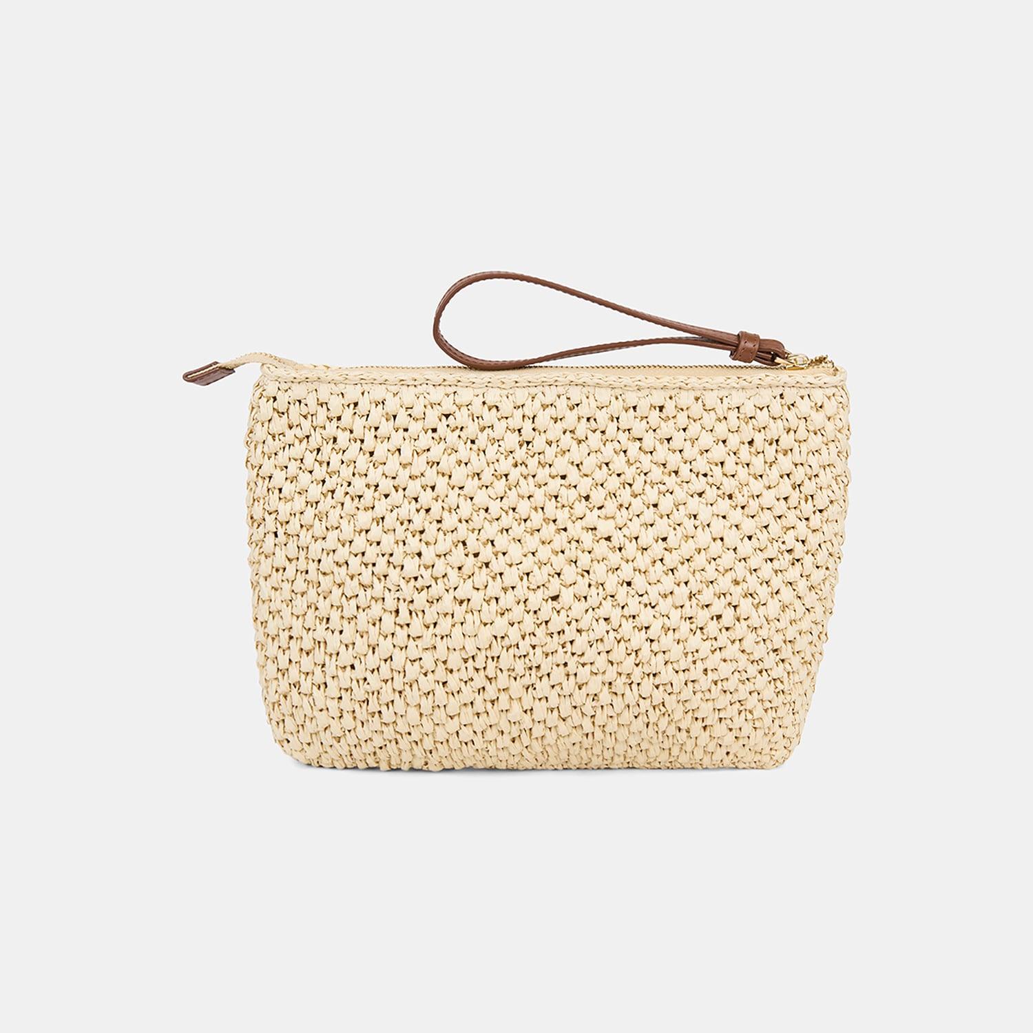 Kadın Kelebek Detaylı Hasır Clutch Çanta