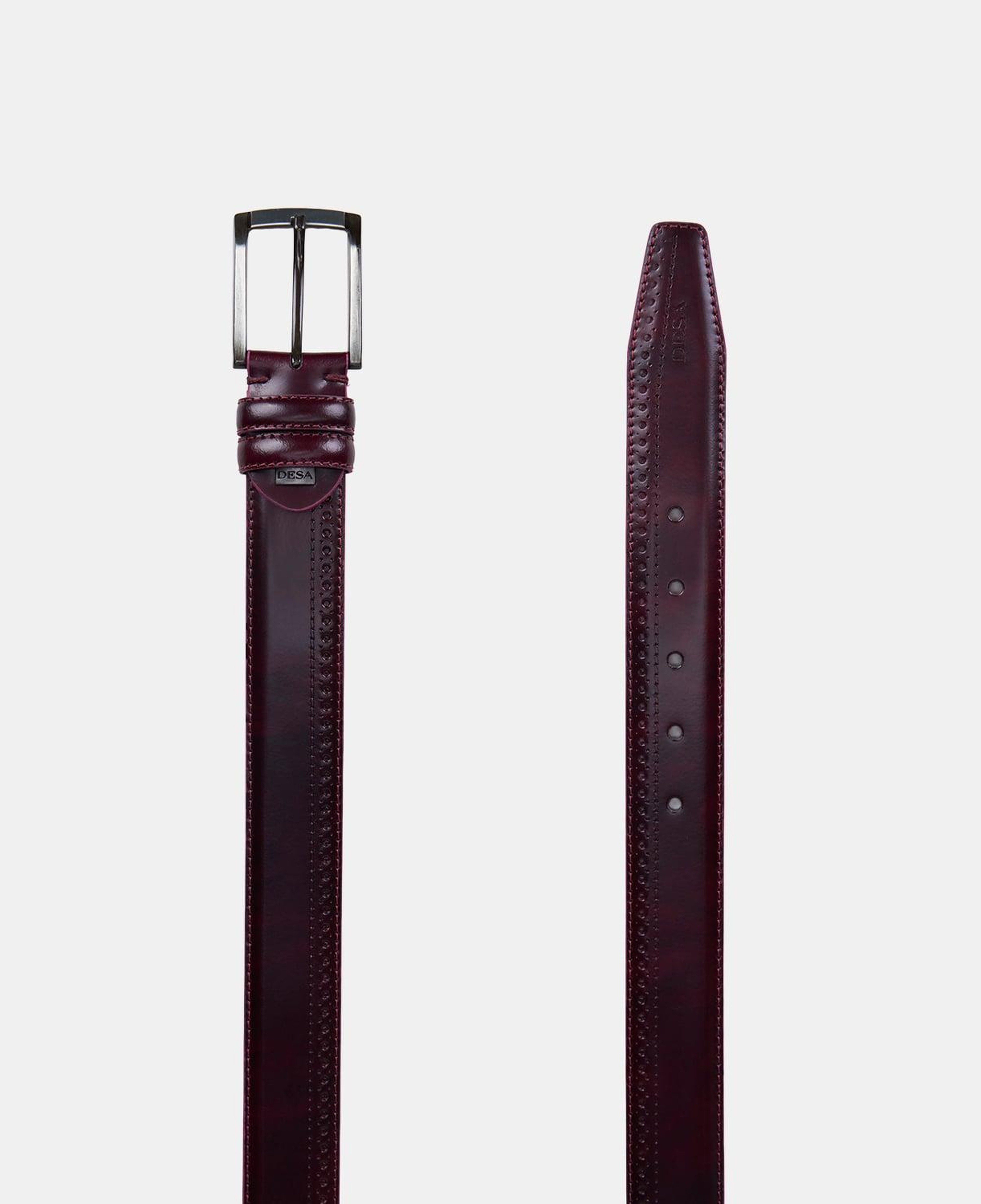 Erkek Bordo Brogue Desenli Deri Klasik Kemer