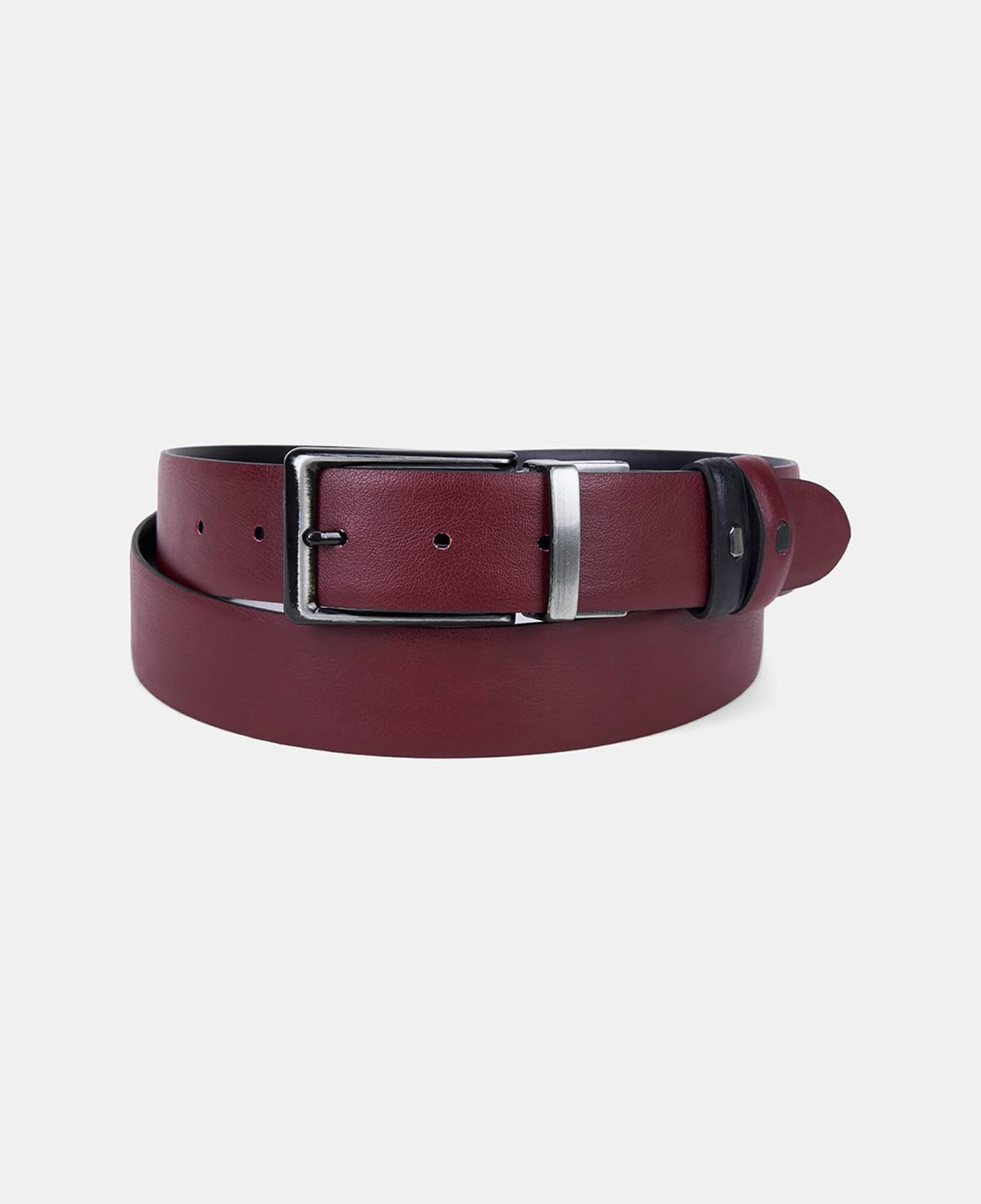 Erkek Siyah / Bordo Çift Taraflı Klasik Deri Kemer