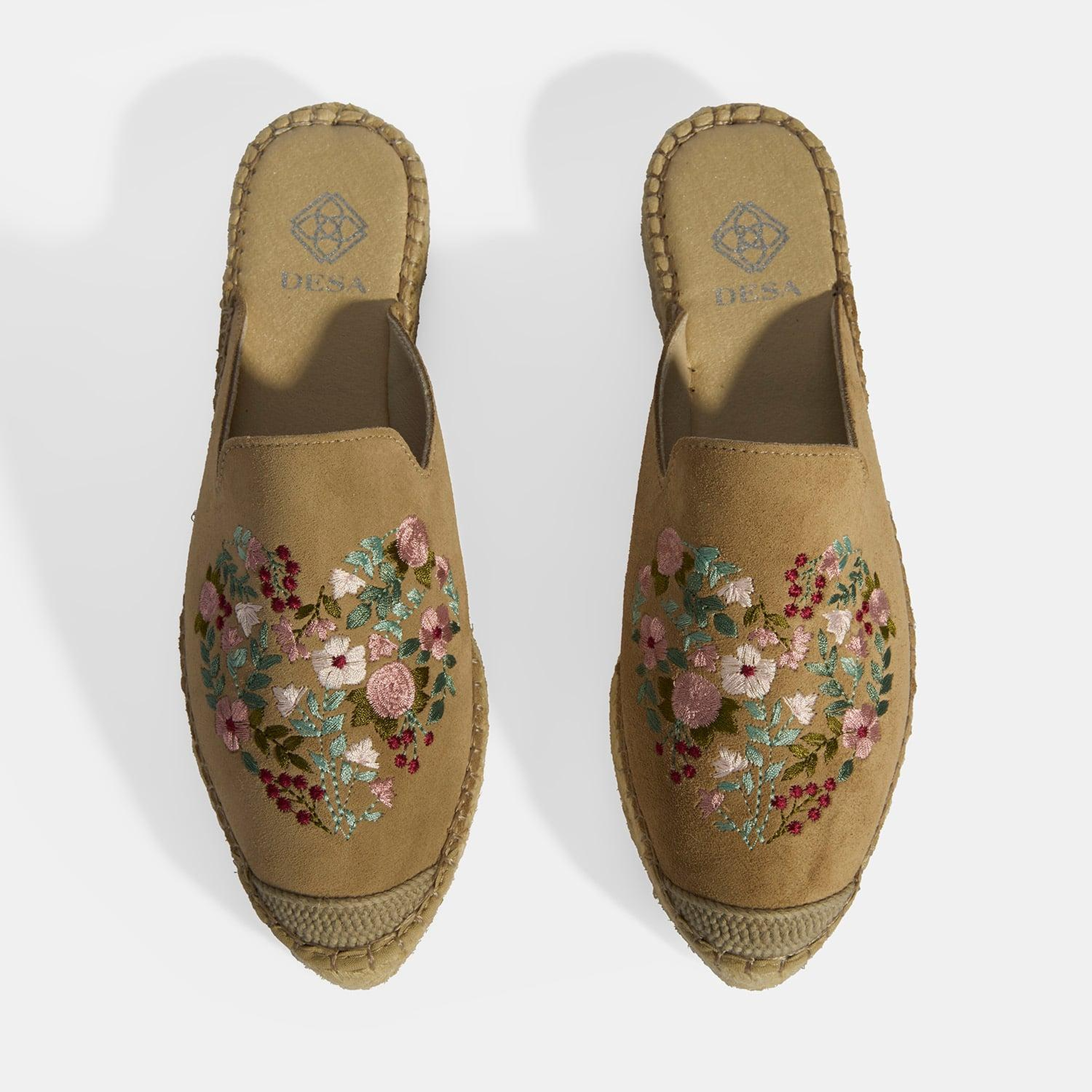 Limited Edition Bej Kadın Çiçek Nakışlı Süet Espadril Terlik