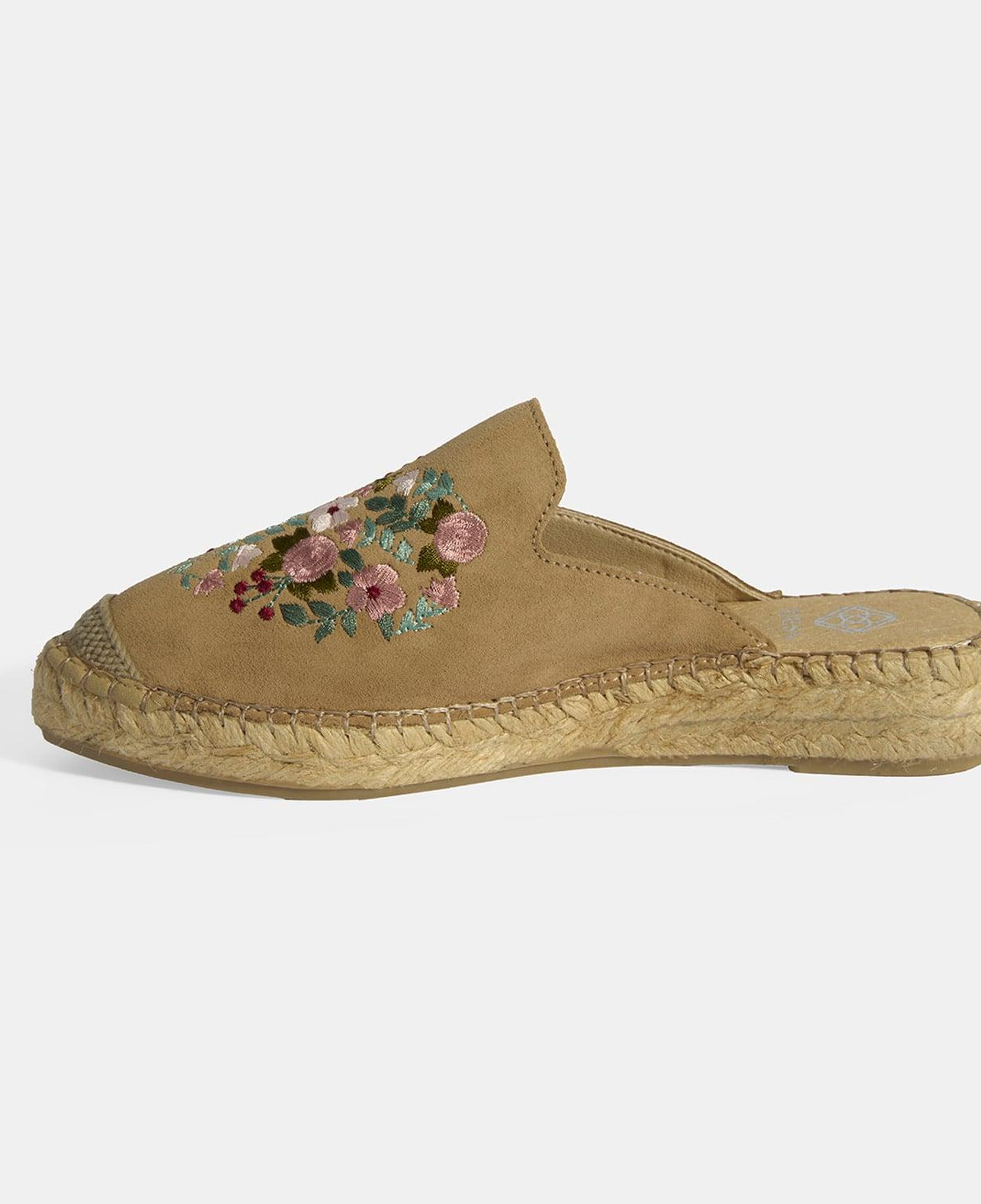 Limited Edition Bej Kadın Çiçek Nakışlı Süet Espadril Terlik