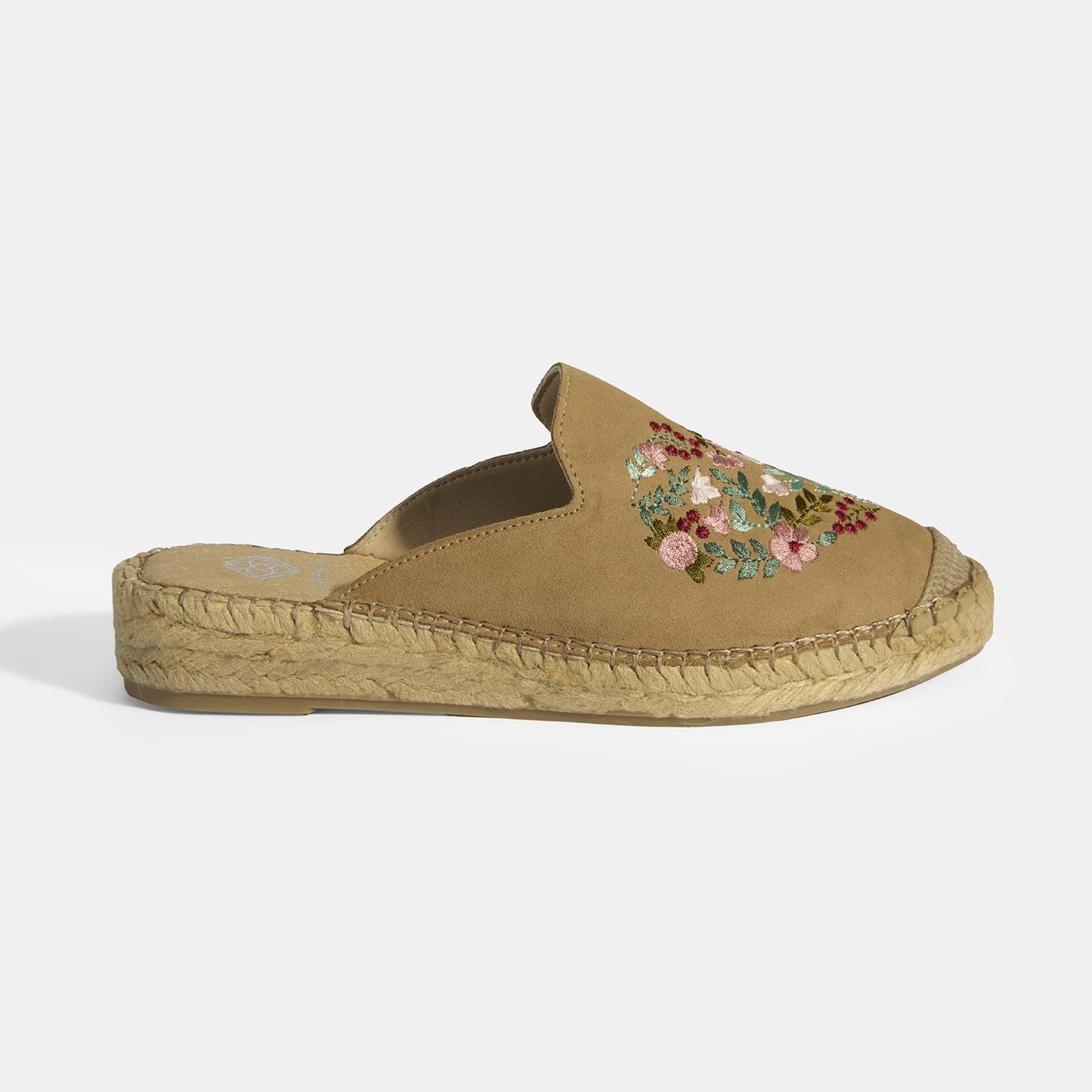 Limited Edition Bej Kadın Çiçek Nakışlı Süet Espadril Terlik