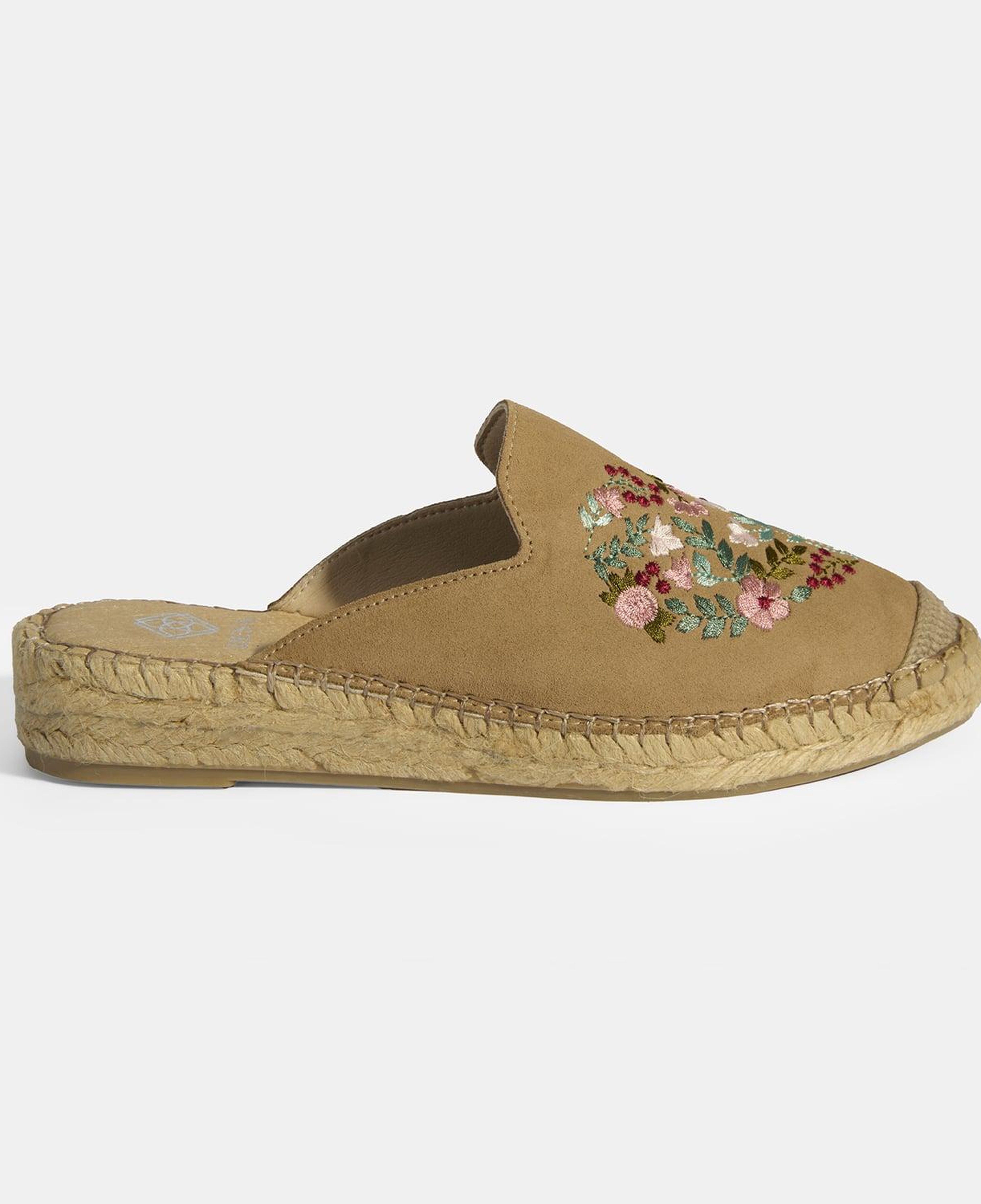 Limited Edition Bej Kadın Çiçek Nakışlı Süet Espadril Terlik