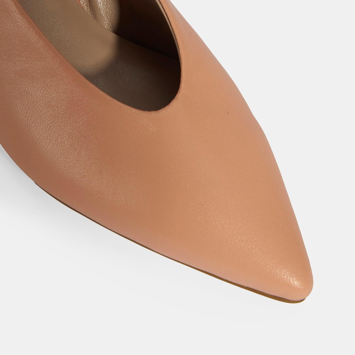Kadın Pembe Slingback Deri Topuklu Ayakkabı