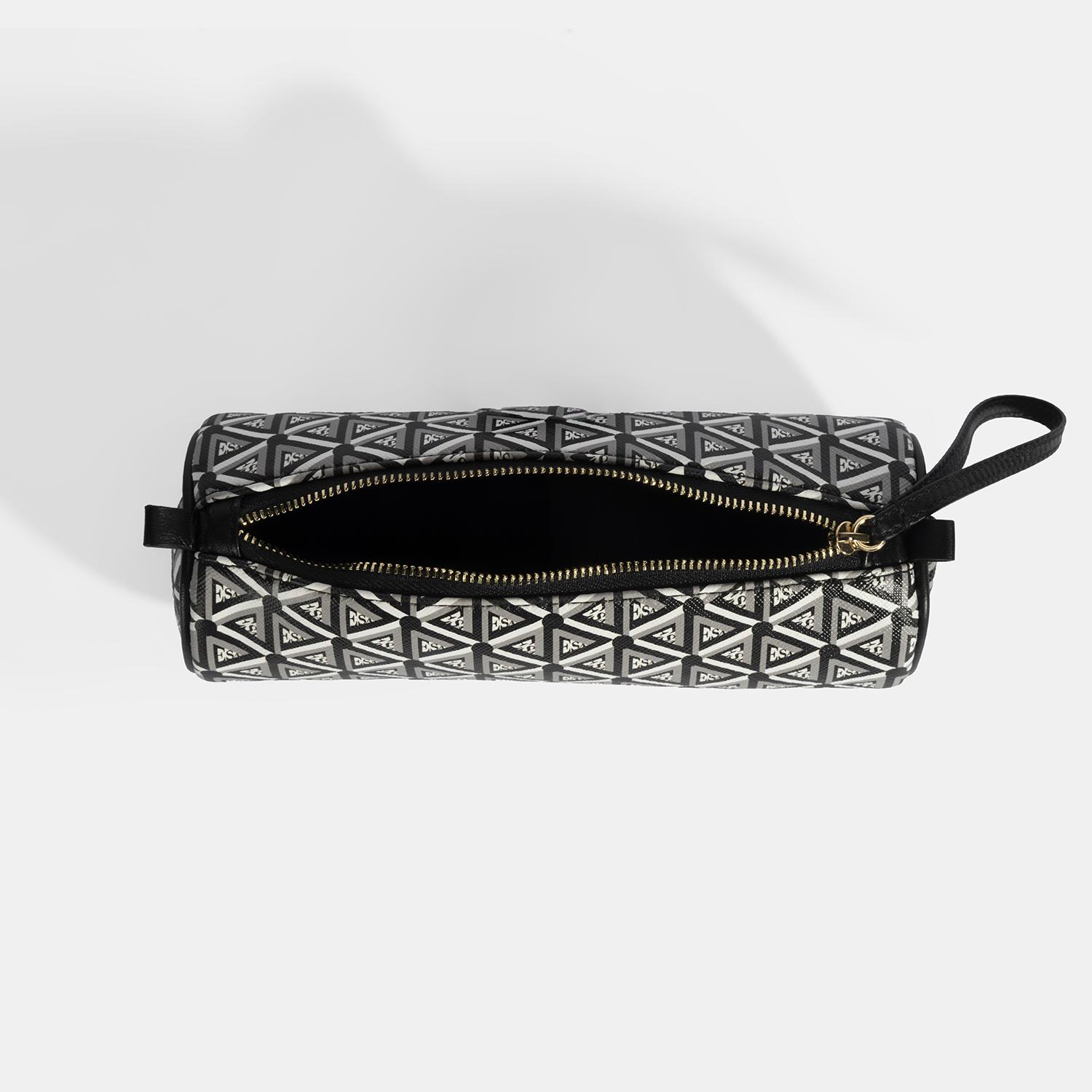 Siyah Monogram Desenli Kalemlik/Tıraş/Makyaj Çantası