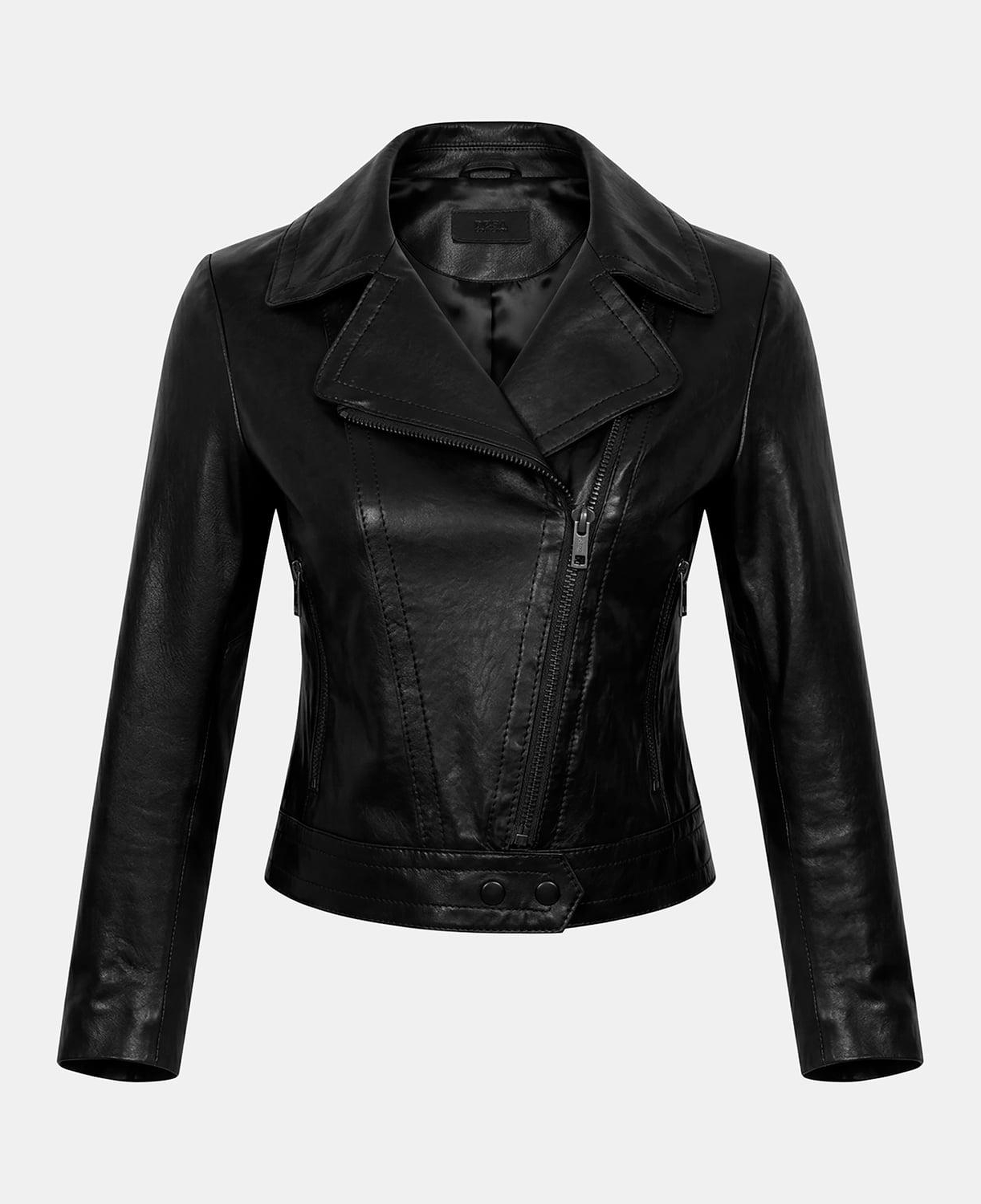 Kadın Siyah Kısa Biker Deri Ceket