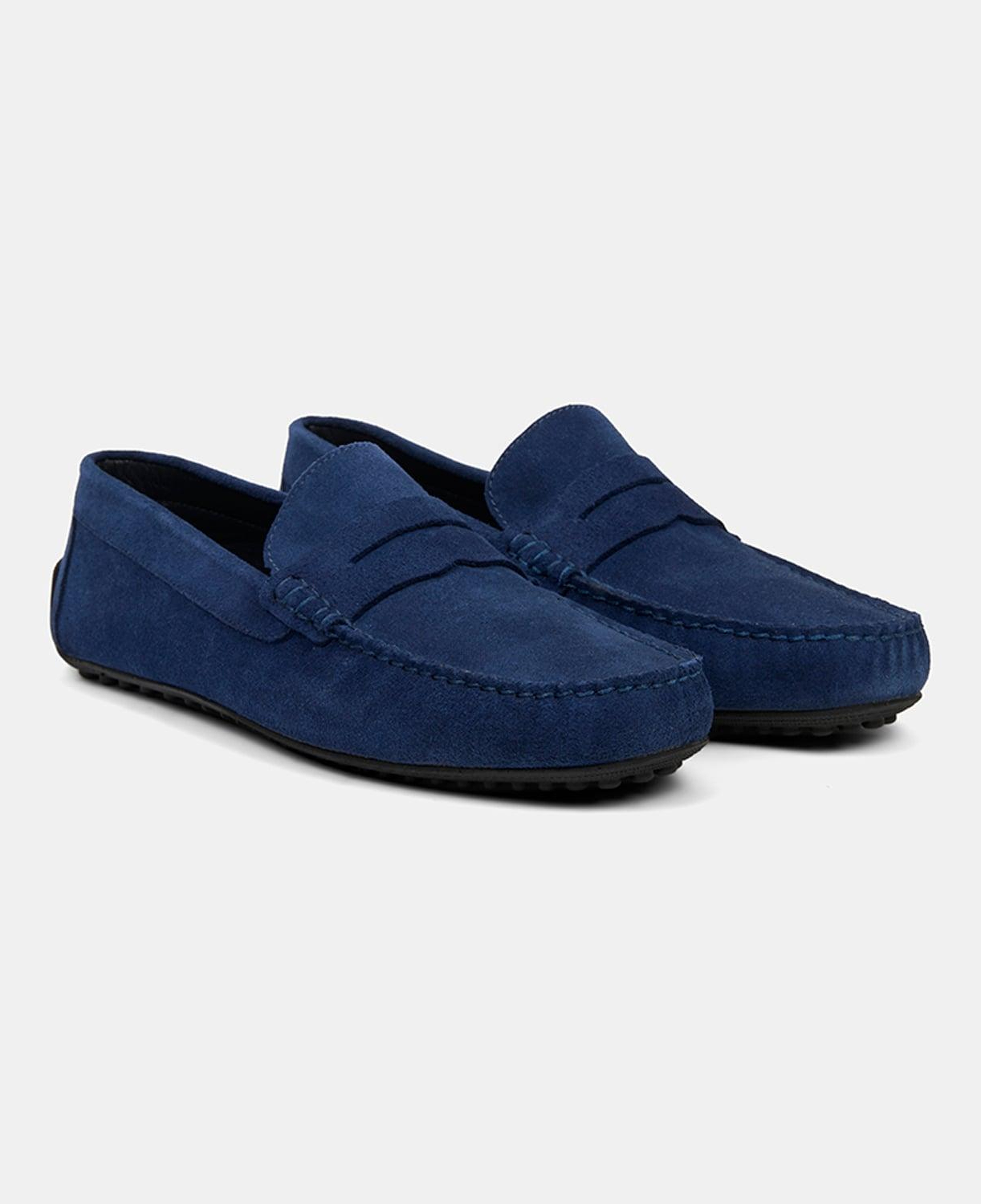 Erkek Lacivert Yuvarlak Burun Spor Günlük Süet Loafer
