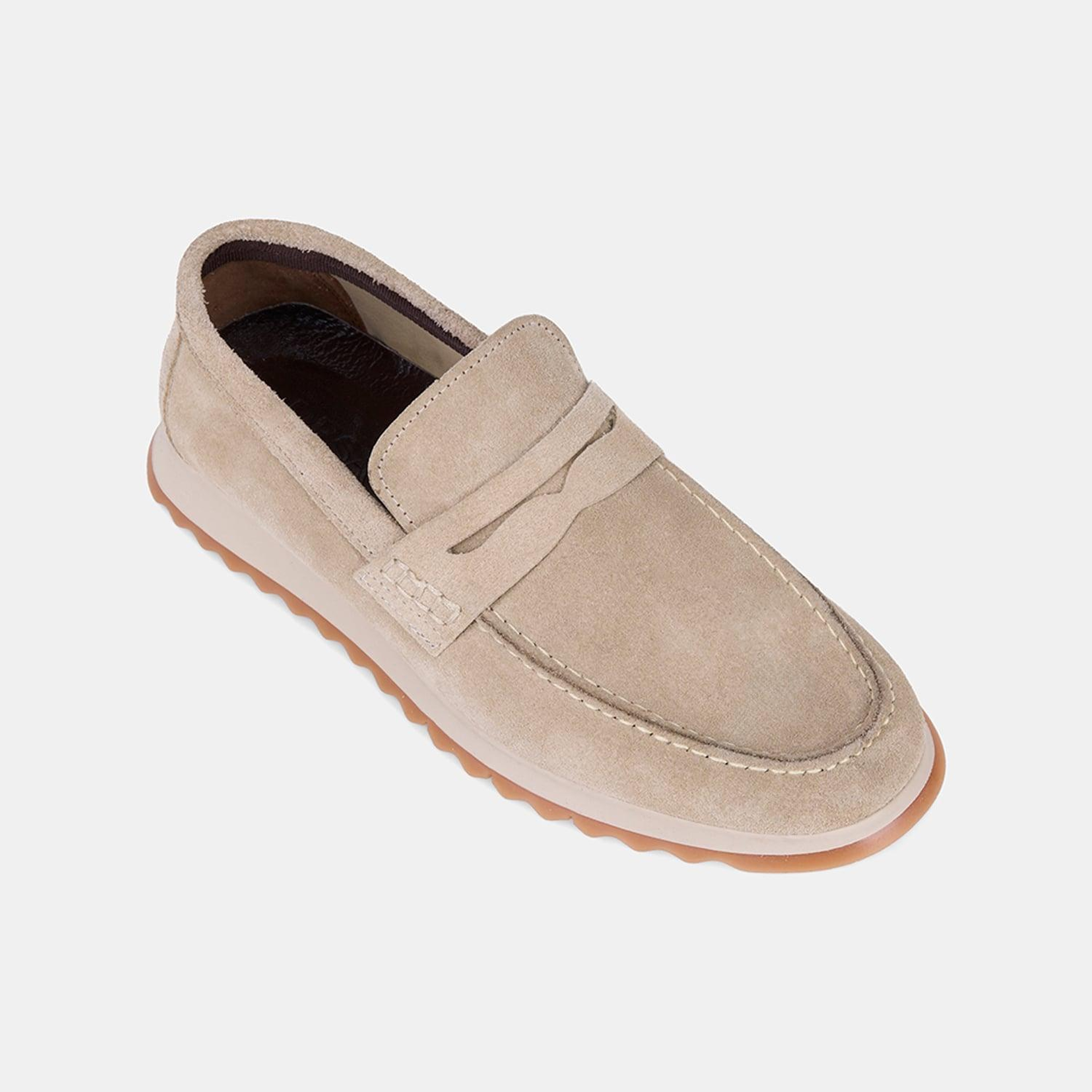 Erkek Bej Günlük Süet Deri Loafer