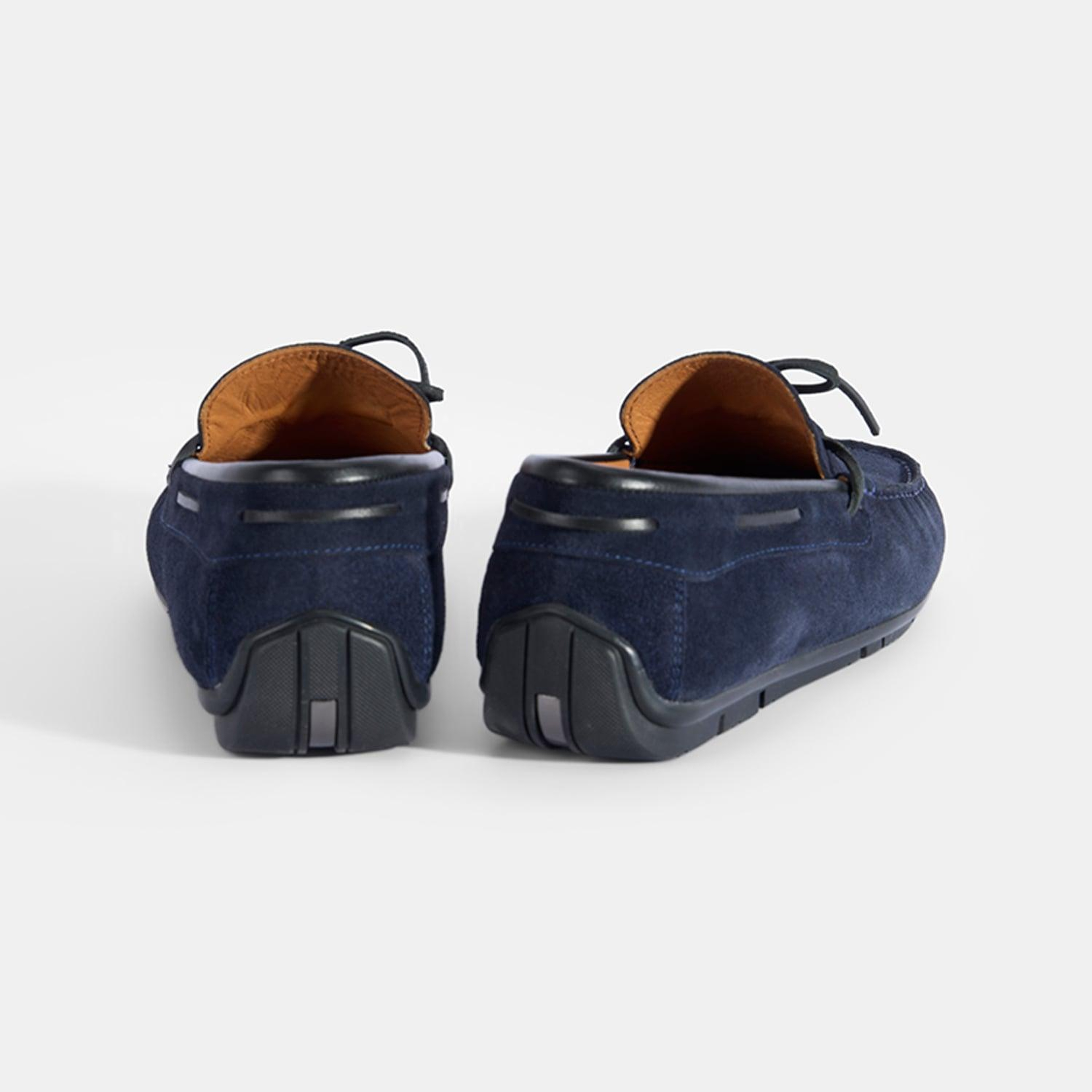 Erkek Lacivert Bağcıklı Süet Deri Loafer